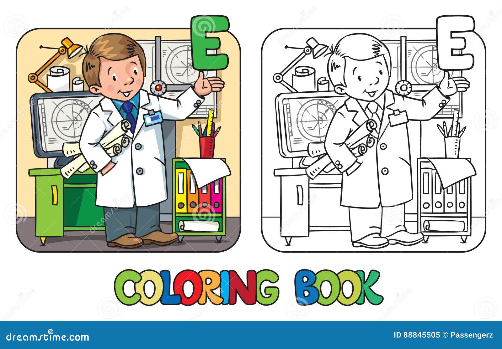 engineer coloring book. profession abc series