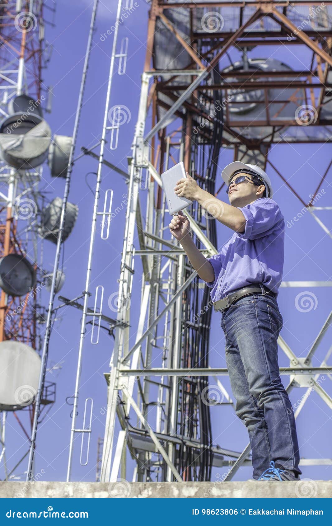 Engineer Communications Check Antenna Stock Photo Image of apprentice