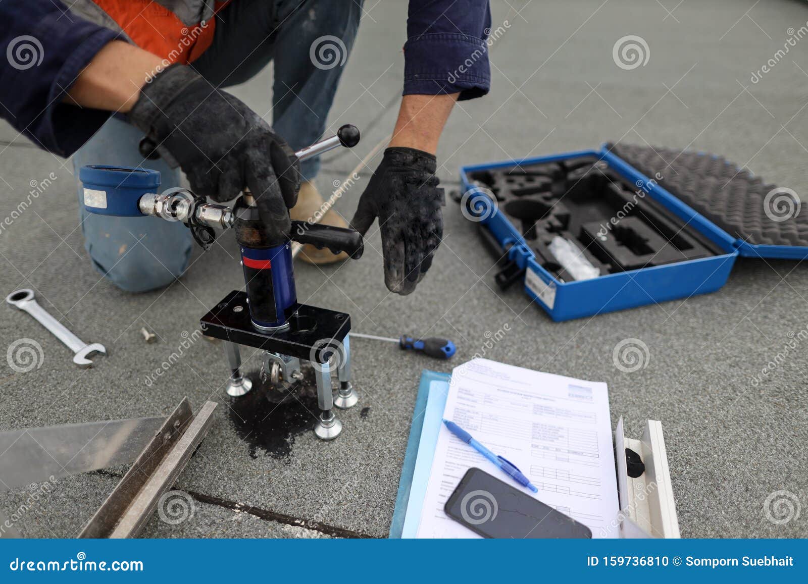Engineer Conducting Using Pull Machinery Testing Chemical Set Fall
