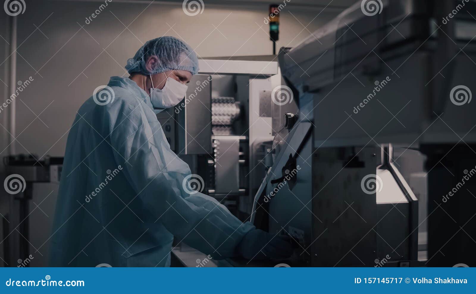 Engineer Control Pharmaceutical Manufacturing. Factory Worker Operating