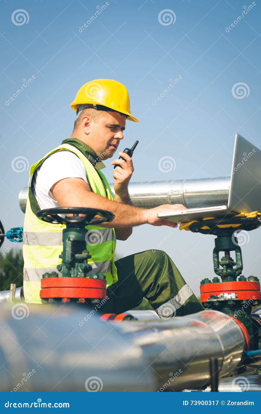 Engineer Inspecting a Valve Stock Image Image of helmet, jack 73900317