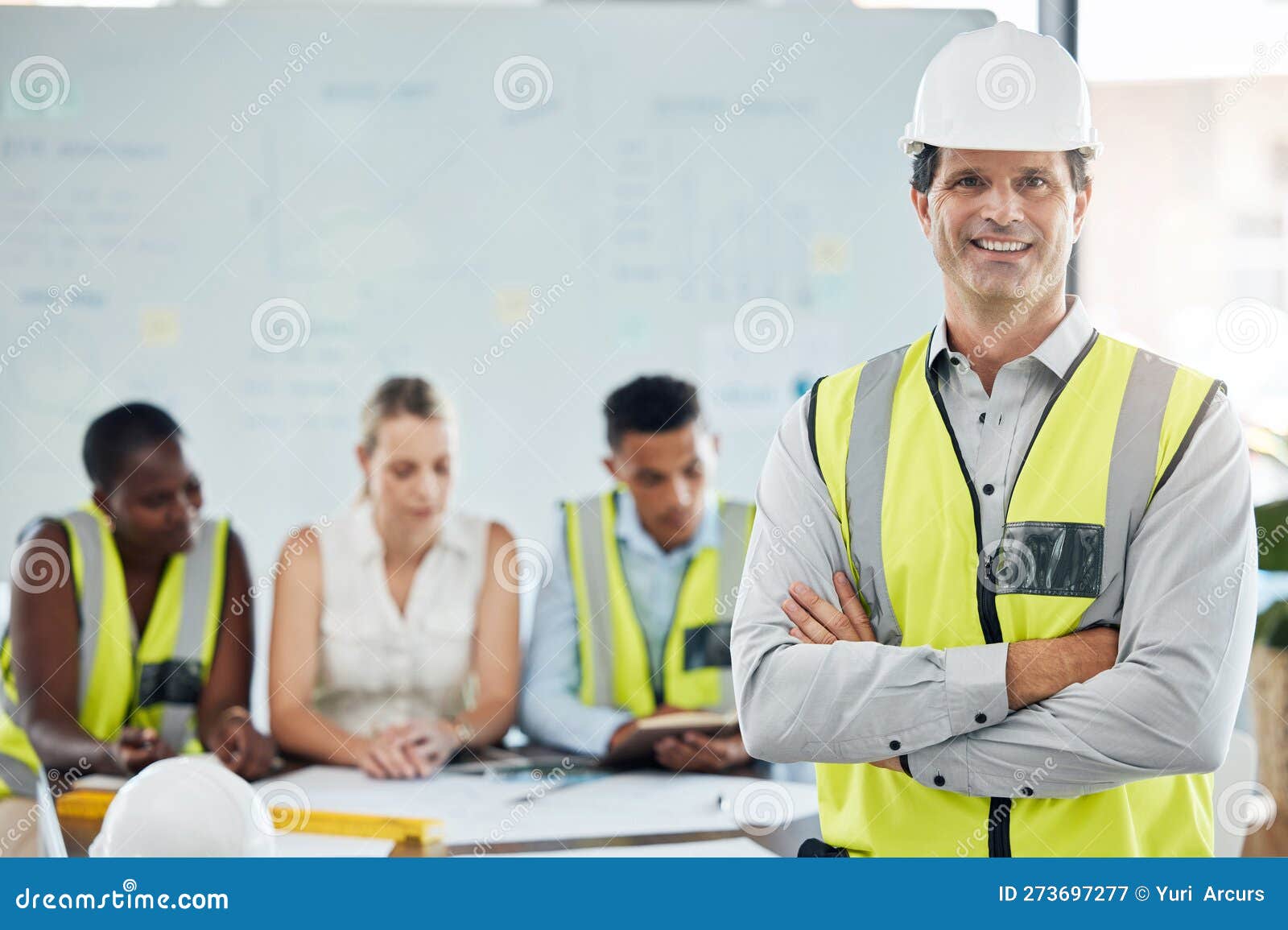 Engineer Man or Architect Success Leader with Team Planning Strategy
