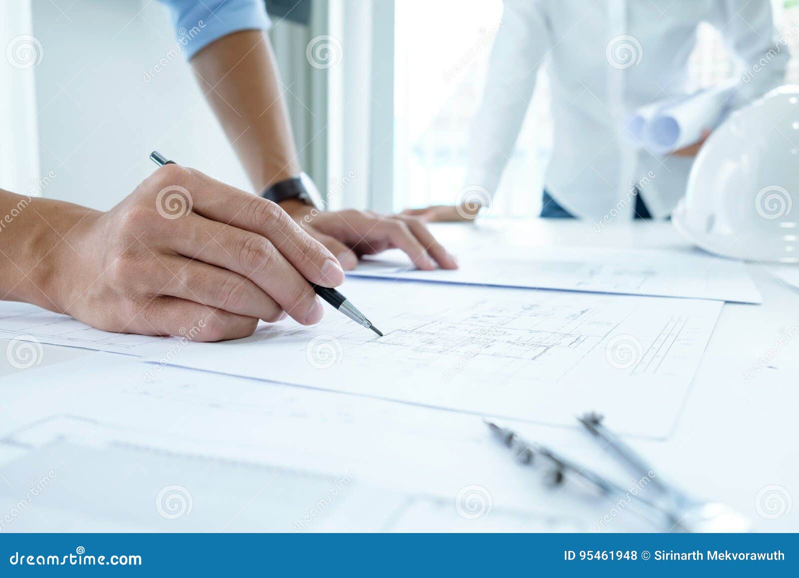 Engineer Meeting for Architectural Project. Working with Partner Stock