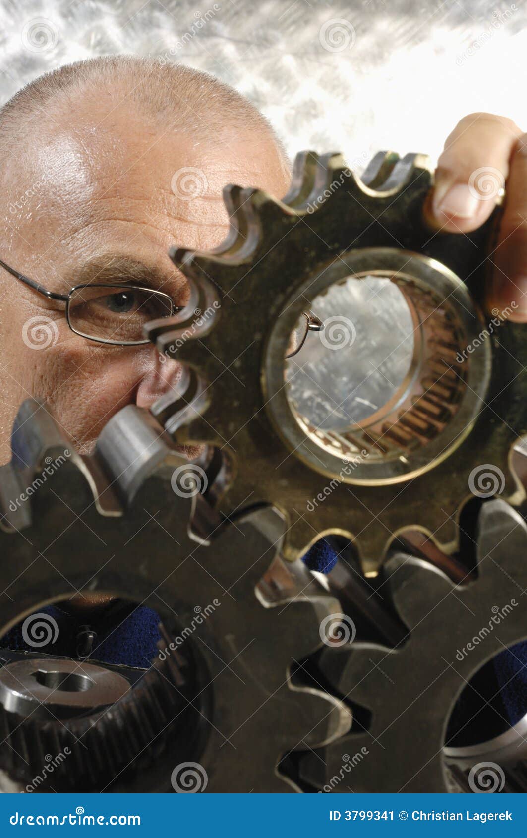 Engineer Studying a Gear Machinery Stock Image Image of circle