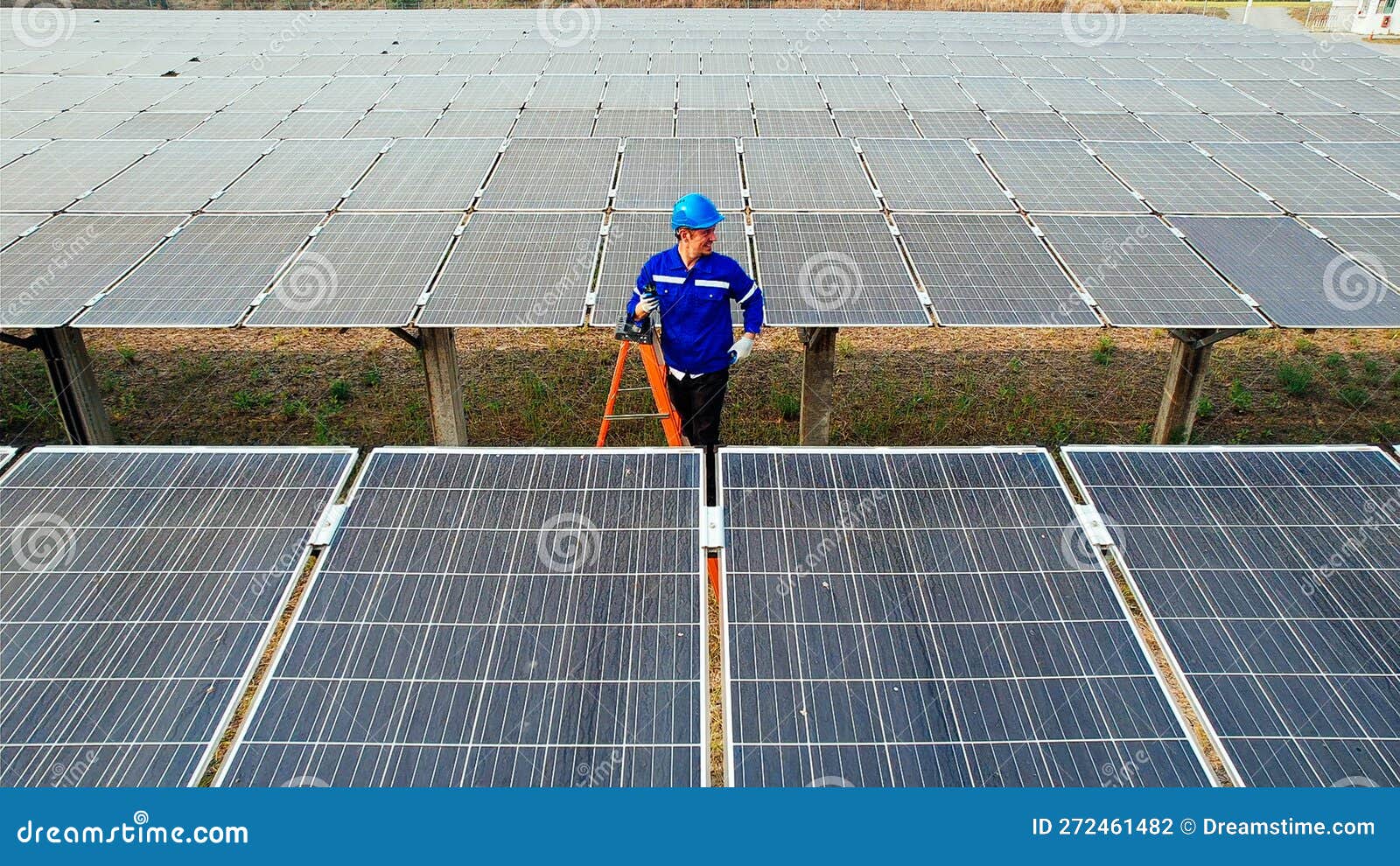 Engineer Team Checking and Maintaining Solar Panels on Solar Power