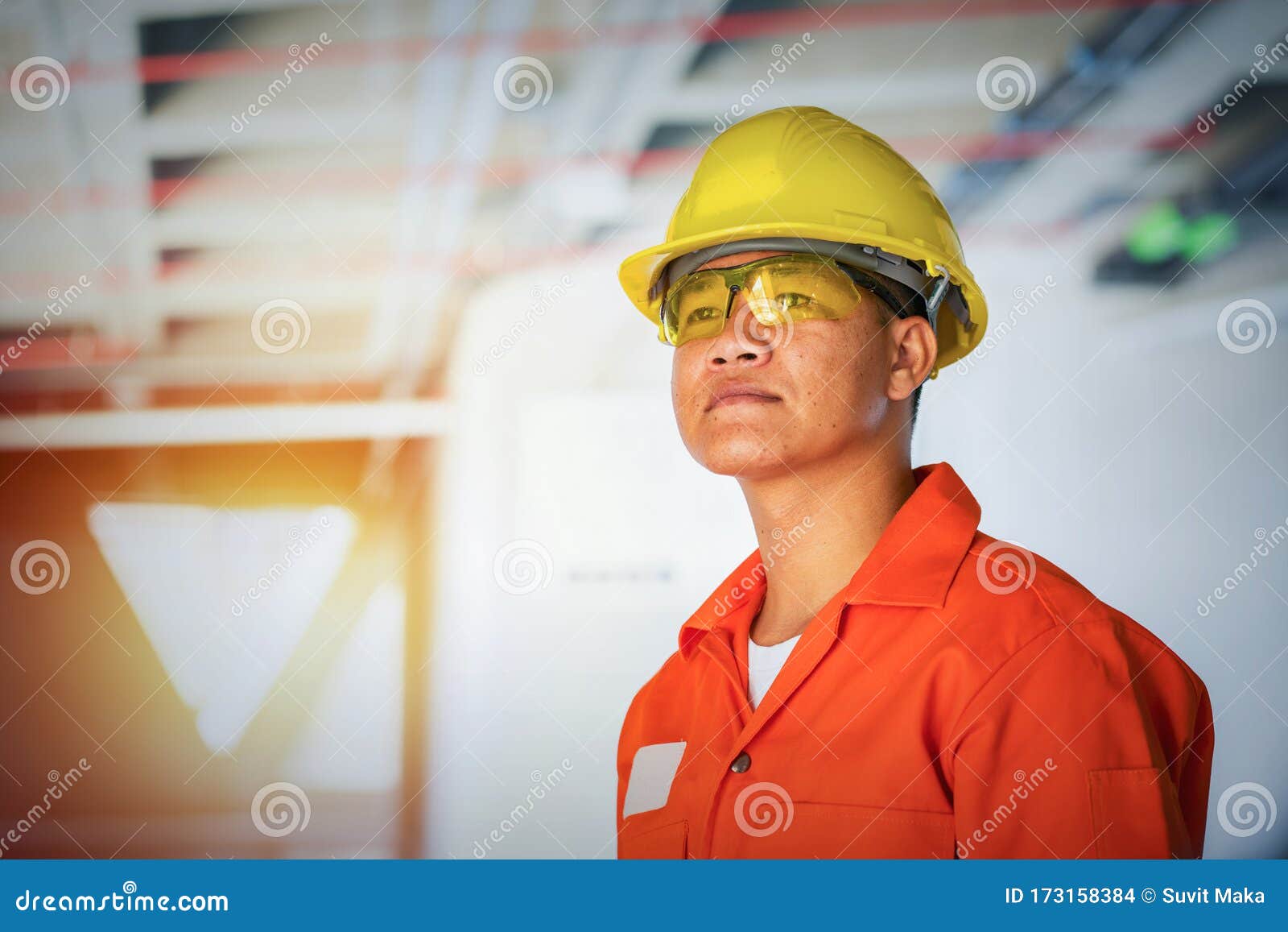 Engineer is Working on a Job Site Stock Photo Image of equipment