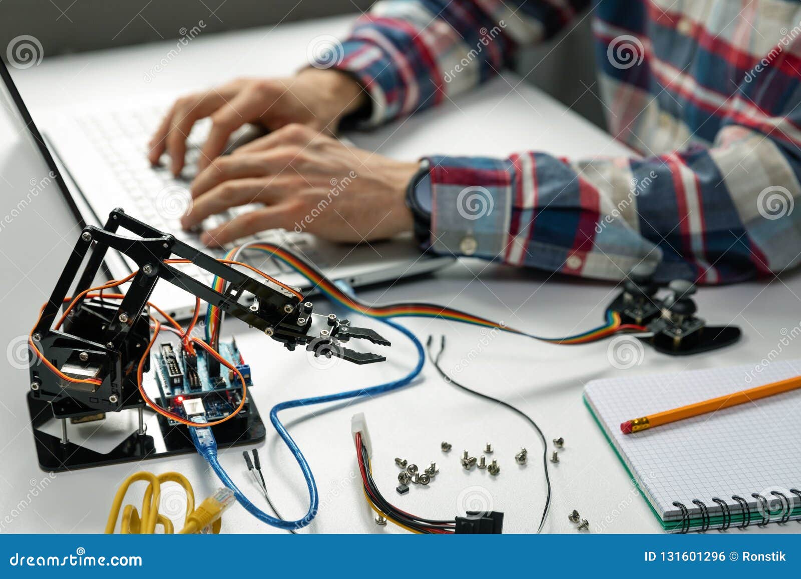 Engineer Working on Robotics Automation Project Stock Photo Image of programmer, program