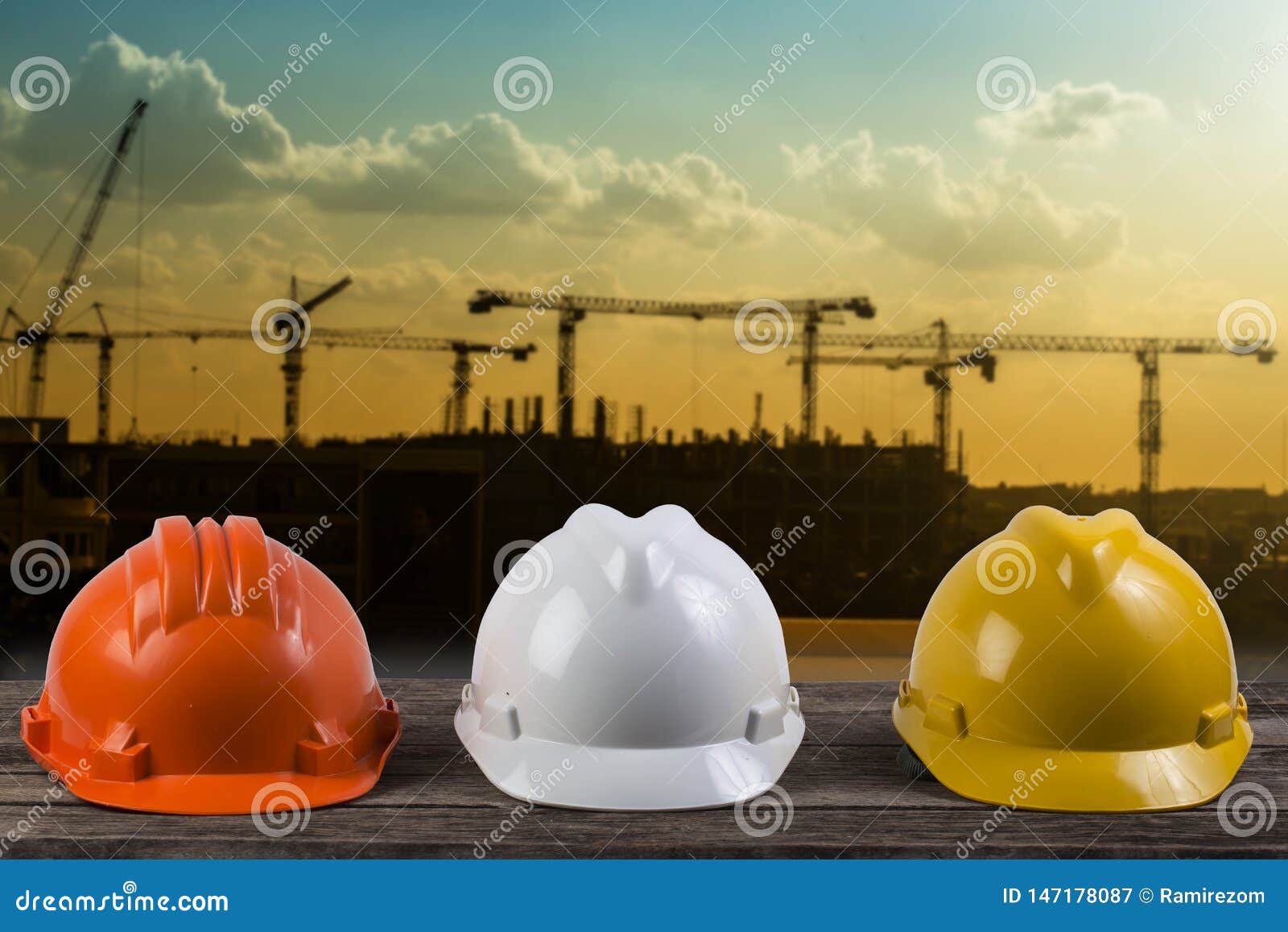 Engineer Working Table Plan at Building Construction Site Stock Image