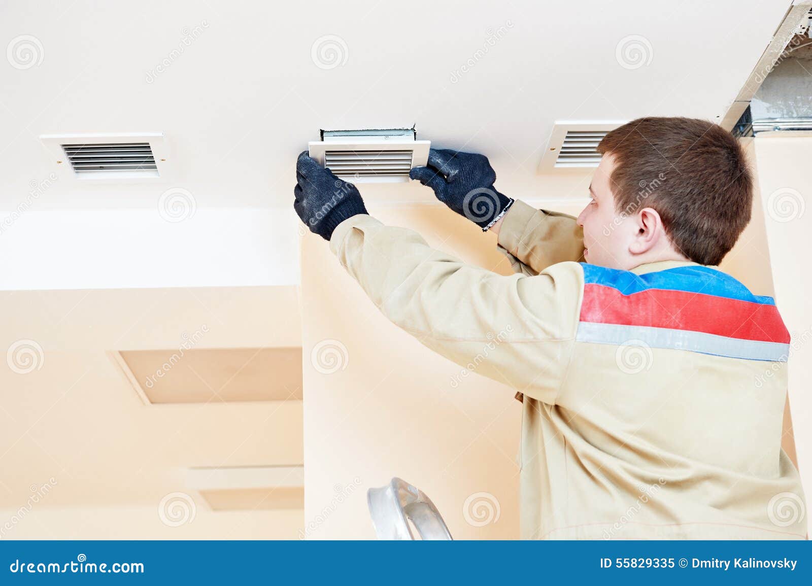 Engineer Works with Ventilation Stock Image Image of labor