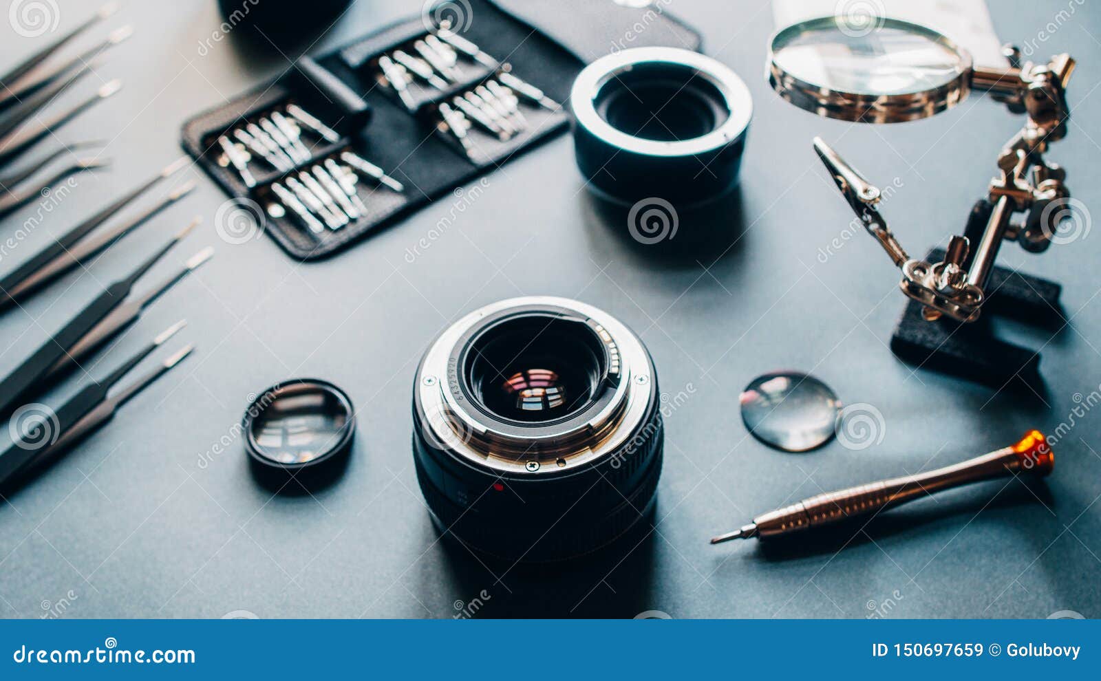 Engineer Photo Camera Lens Repair Tools Stock Image Image of