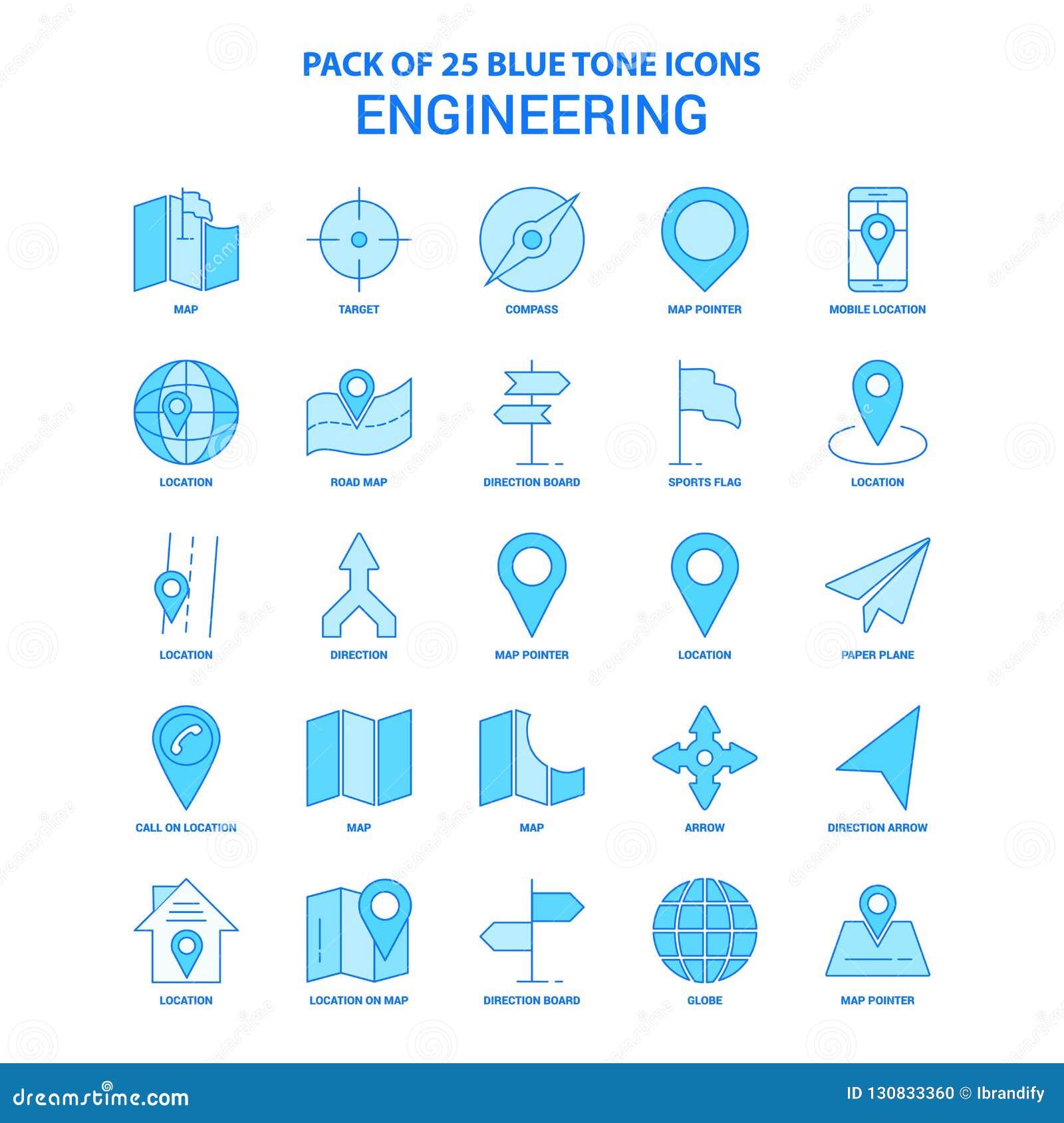 engineering blue tone icon pack - 25 icon sets