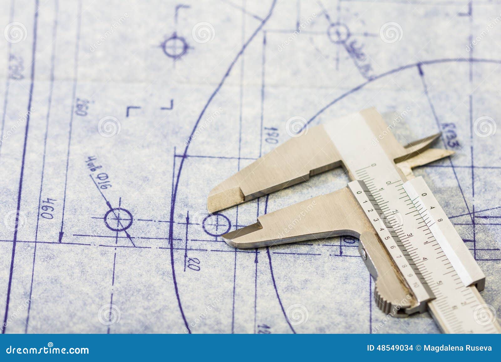 engineering blueprint with gauge