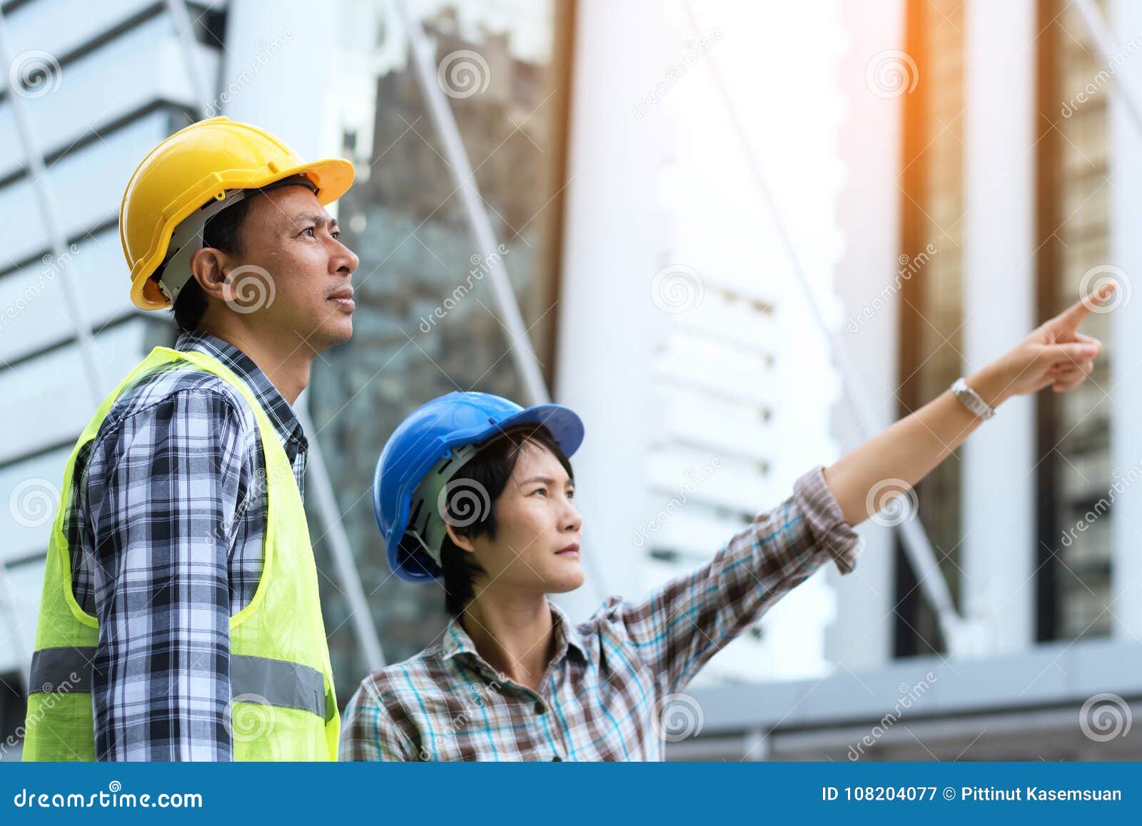 engineering construction teamwork concept : professional engineer work industrial project site