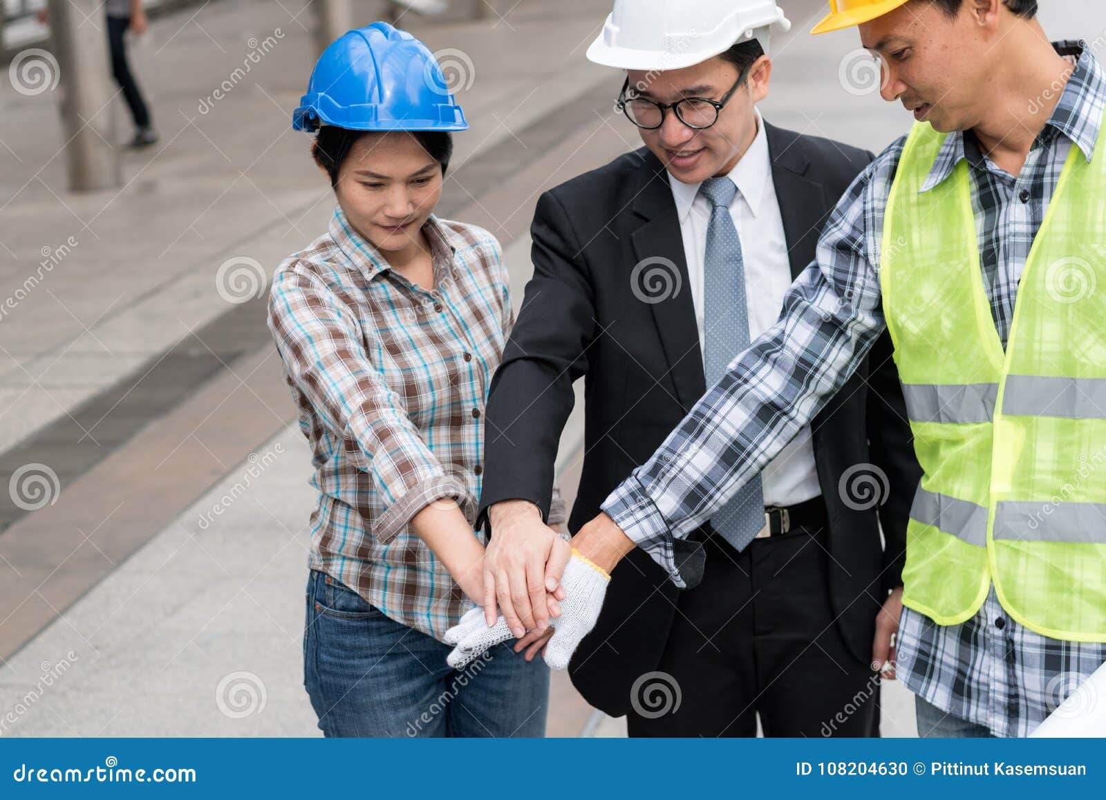 engineering construction teamwork concept : professional engineer work industrial project site