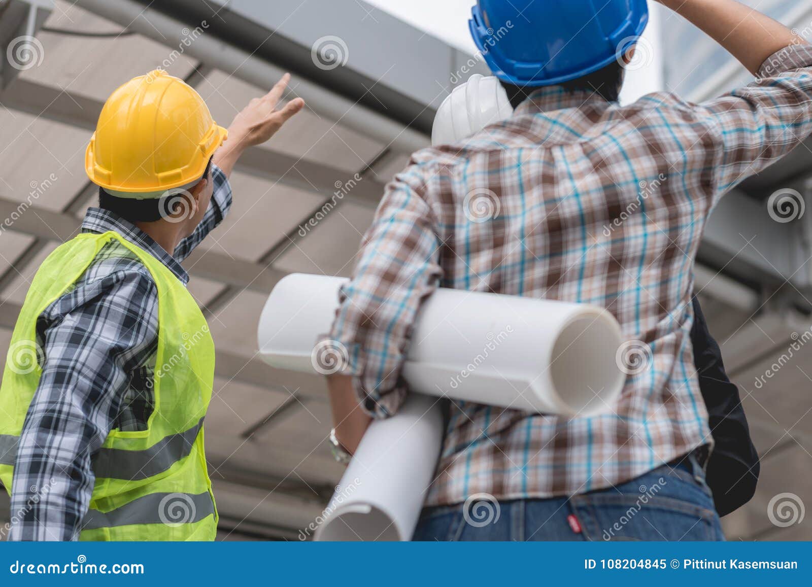 engineering construction teamwork concept : professional engineer work industrial project site