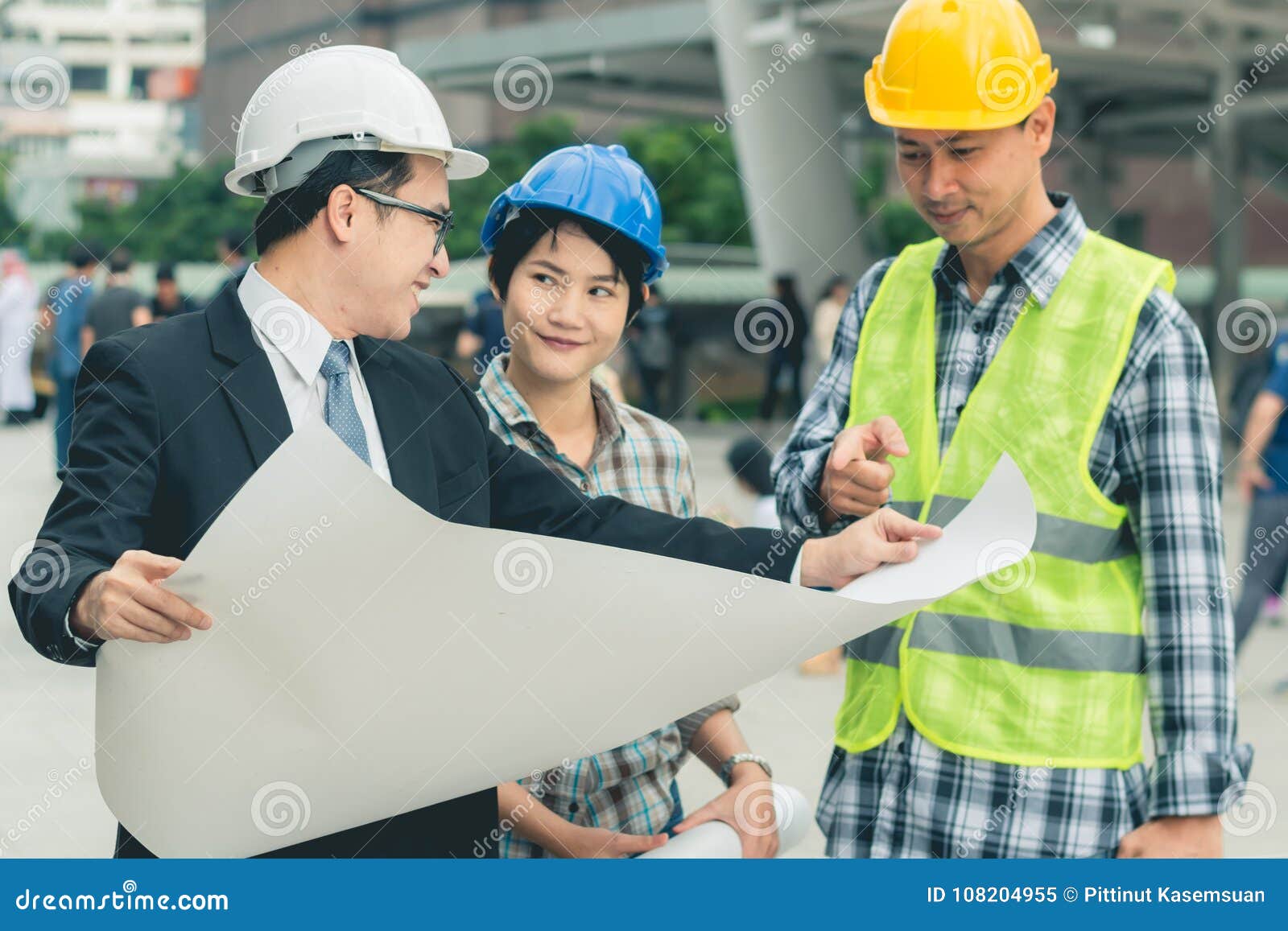 engineering construction teamwork concept : professional engineer work industrial project site