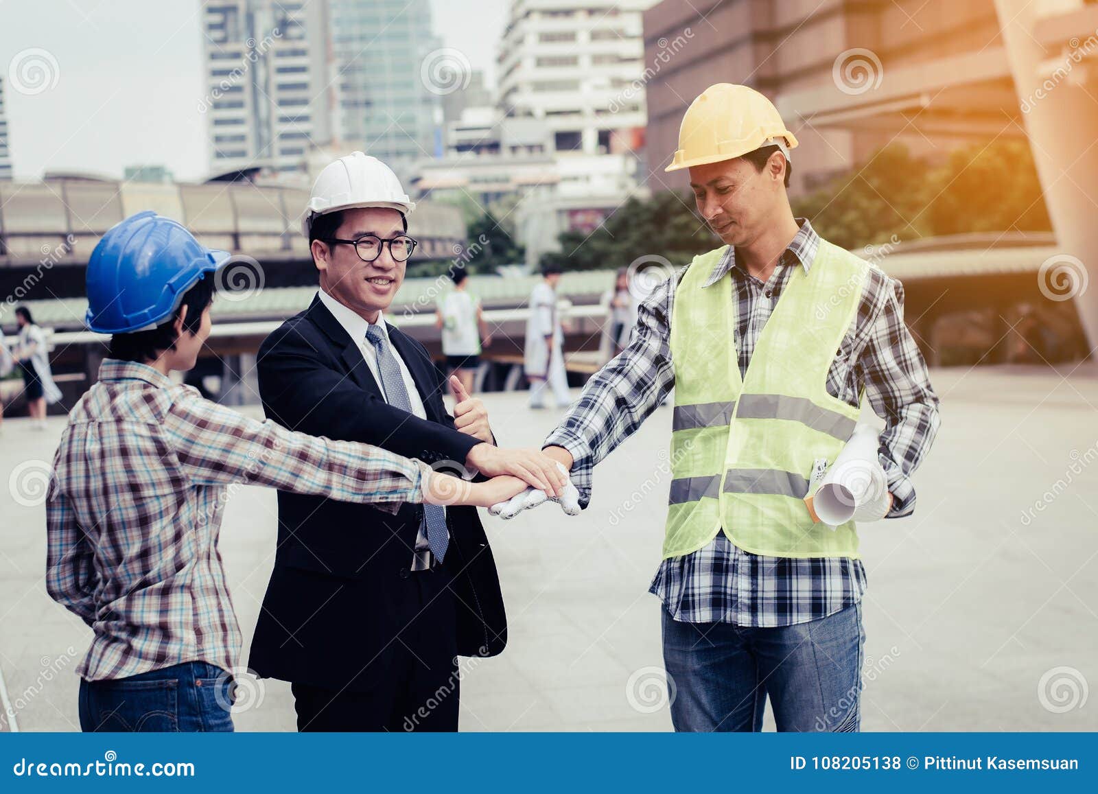 engineering construction teamwork concept : professional engineer work industrial project site