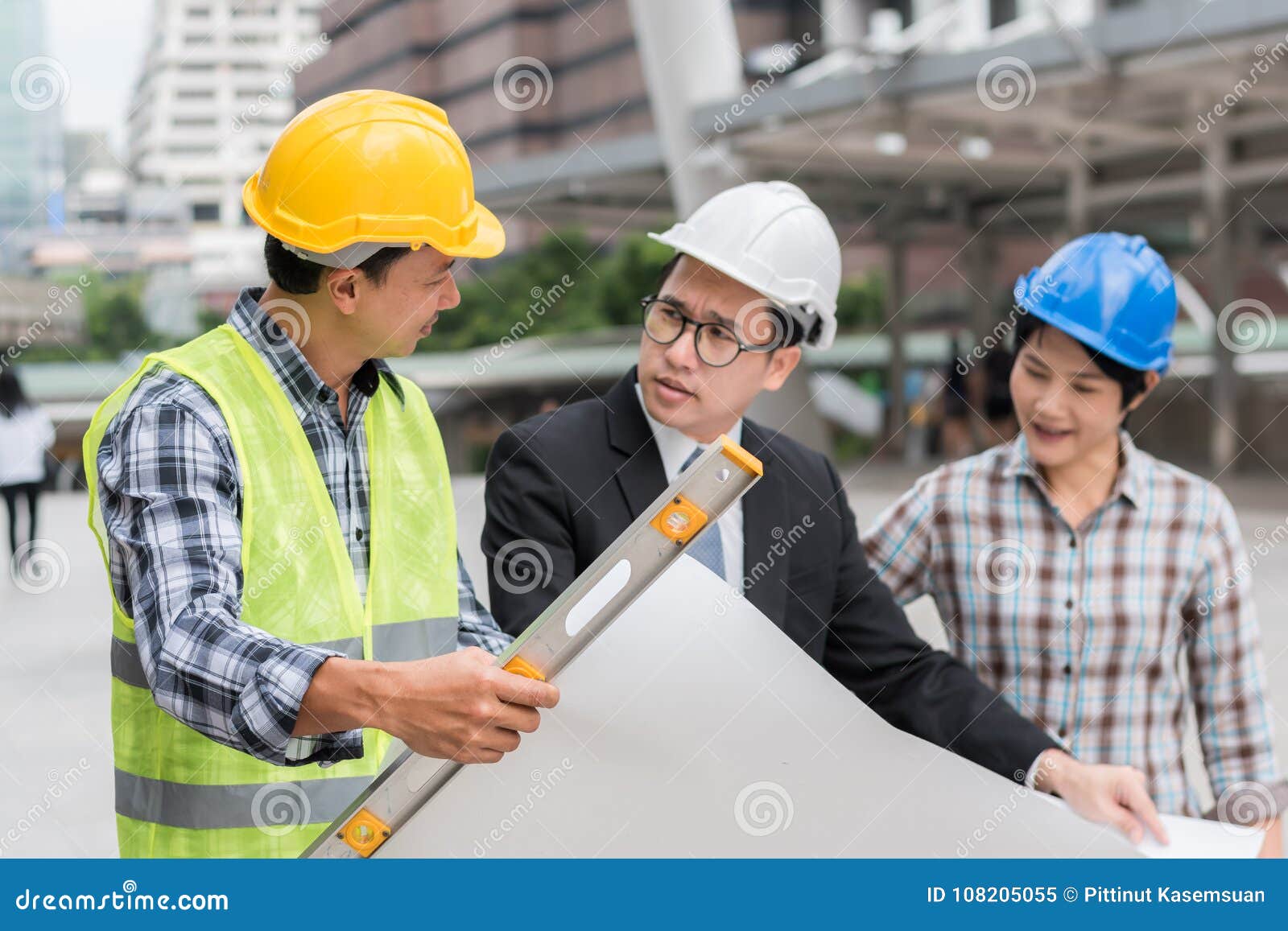 engineering construction teamwork concept : professional engineer work industrial project site