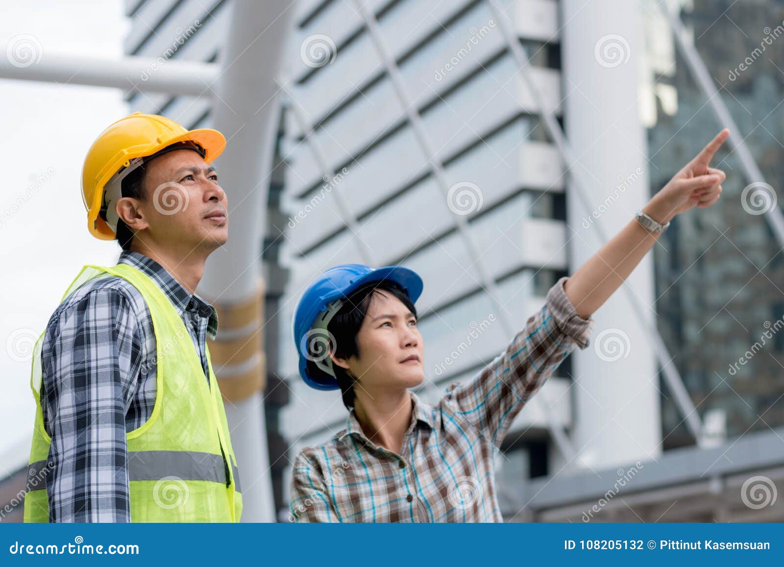 engineering construction teamwork concept : professional engineer work industrial project site
