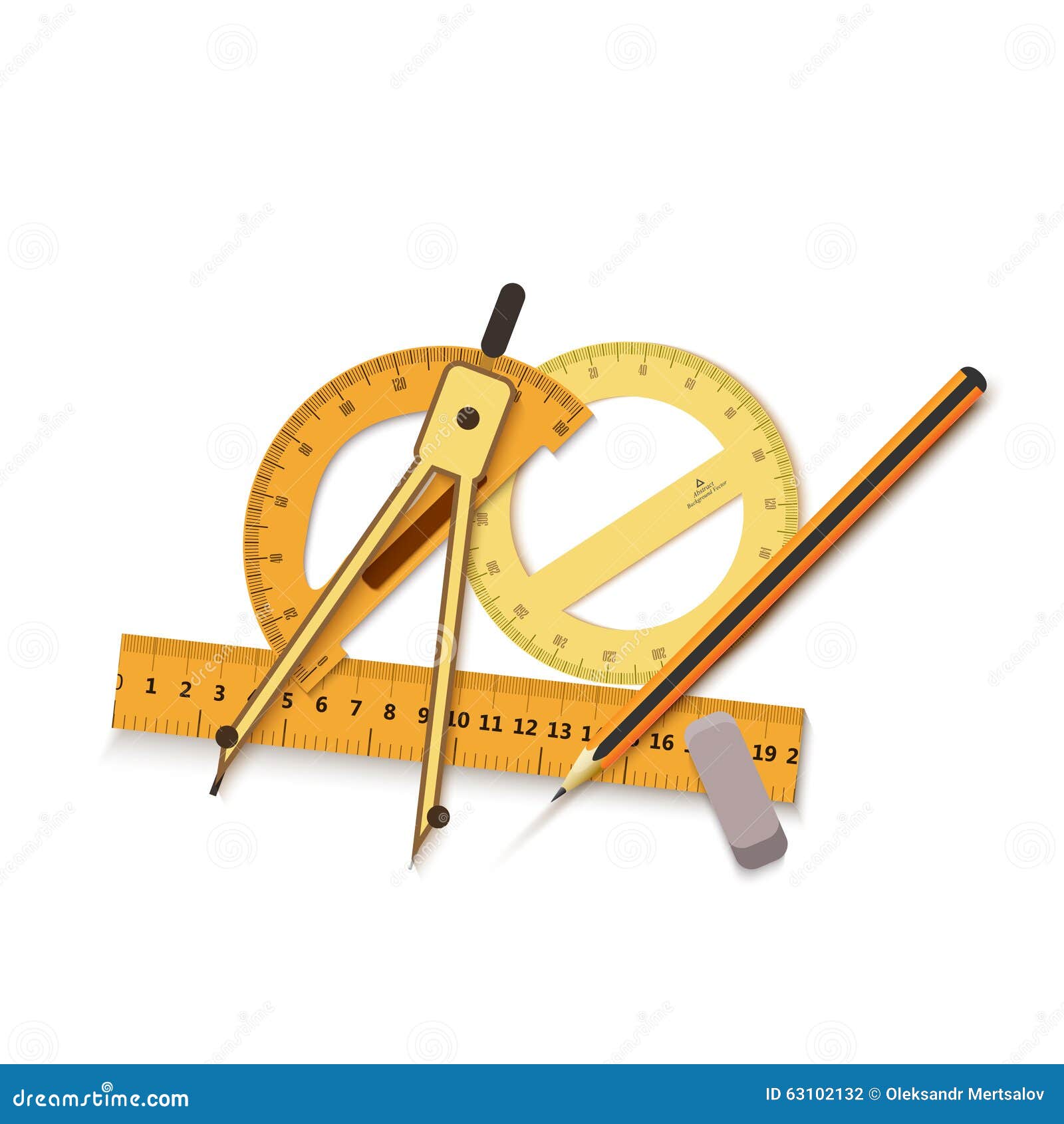 Engineering Drawing On A Blue Background And Tools To