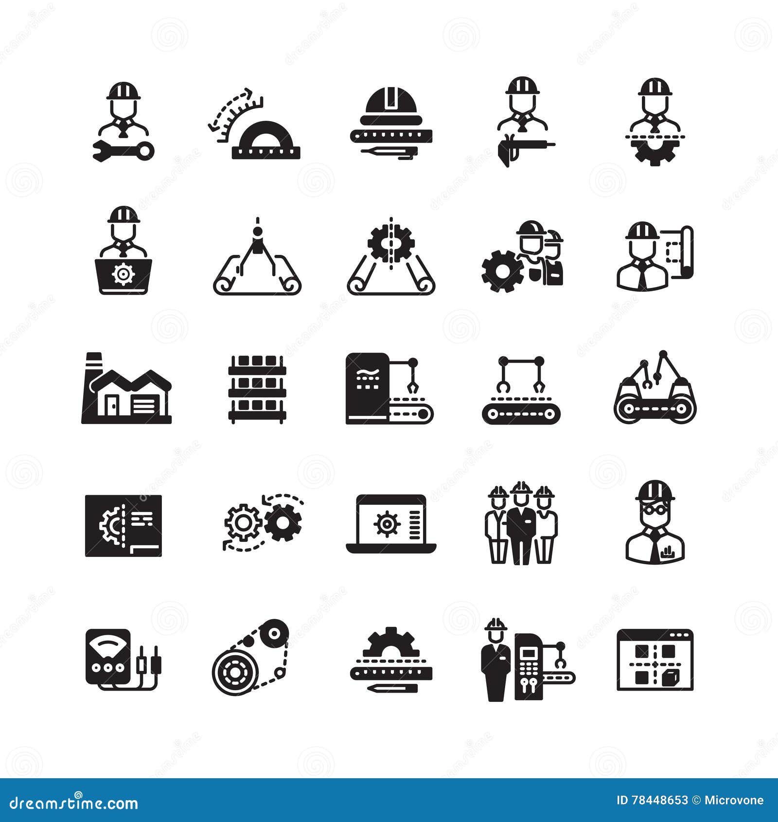 engineering manufacturing industrial  icon set