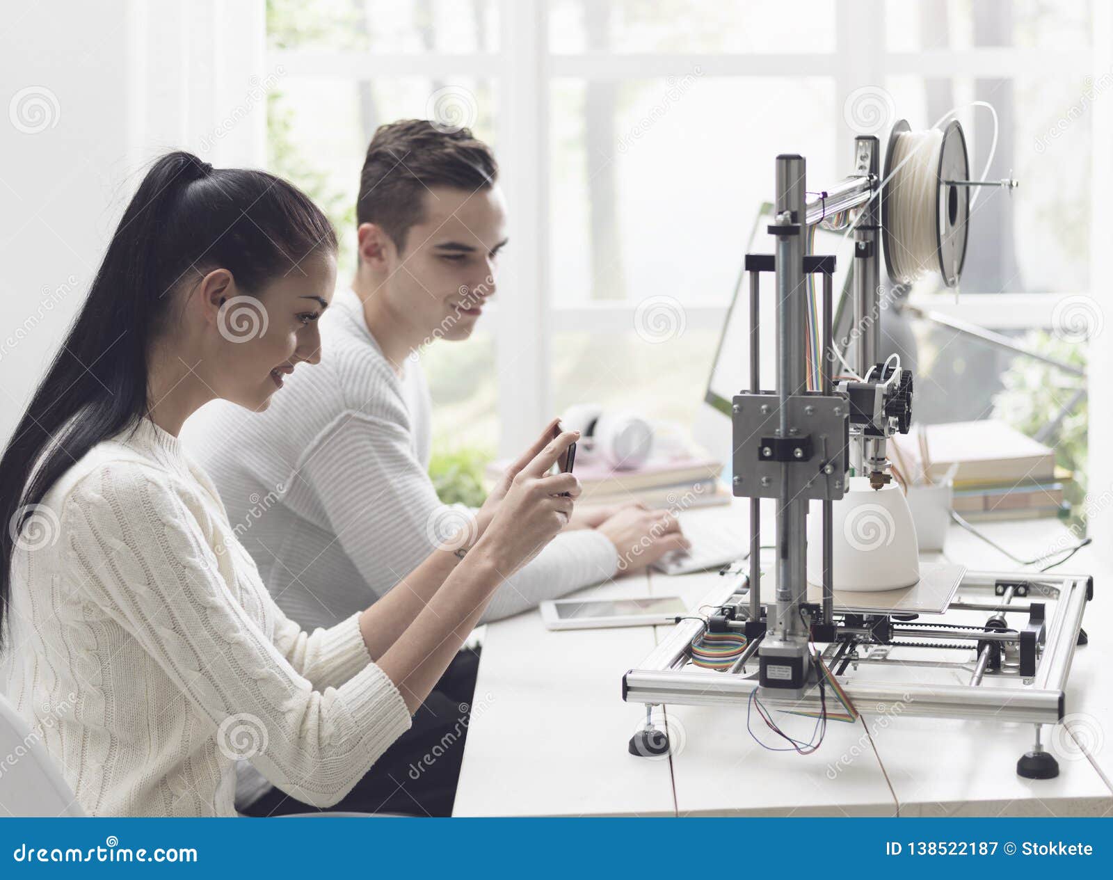 Academic Students Using a 3D Printer in the Lab Stock Image - Image of ...