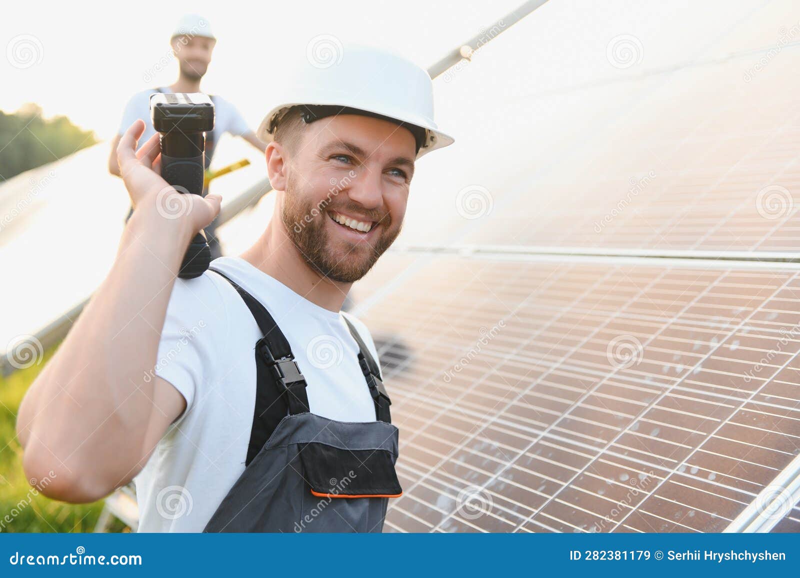 Engineering Team Working on Checking and Maintenance in Solar Power