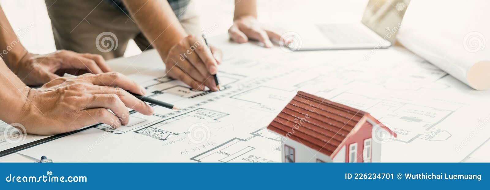 Engineers Are Helping To Design Work On Blueprints And Collaborate On