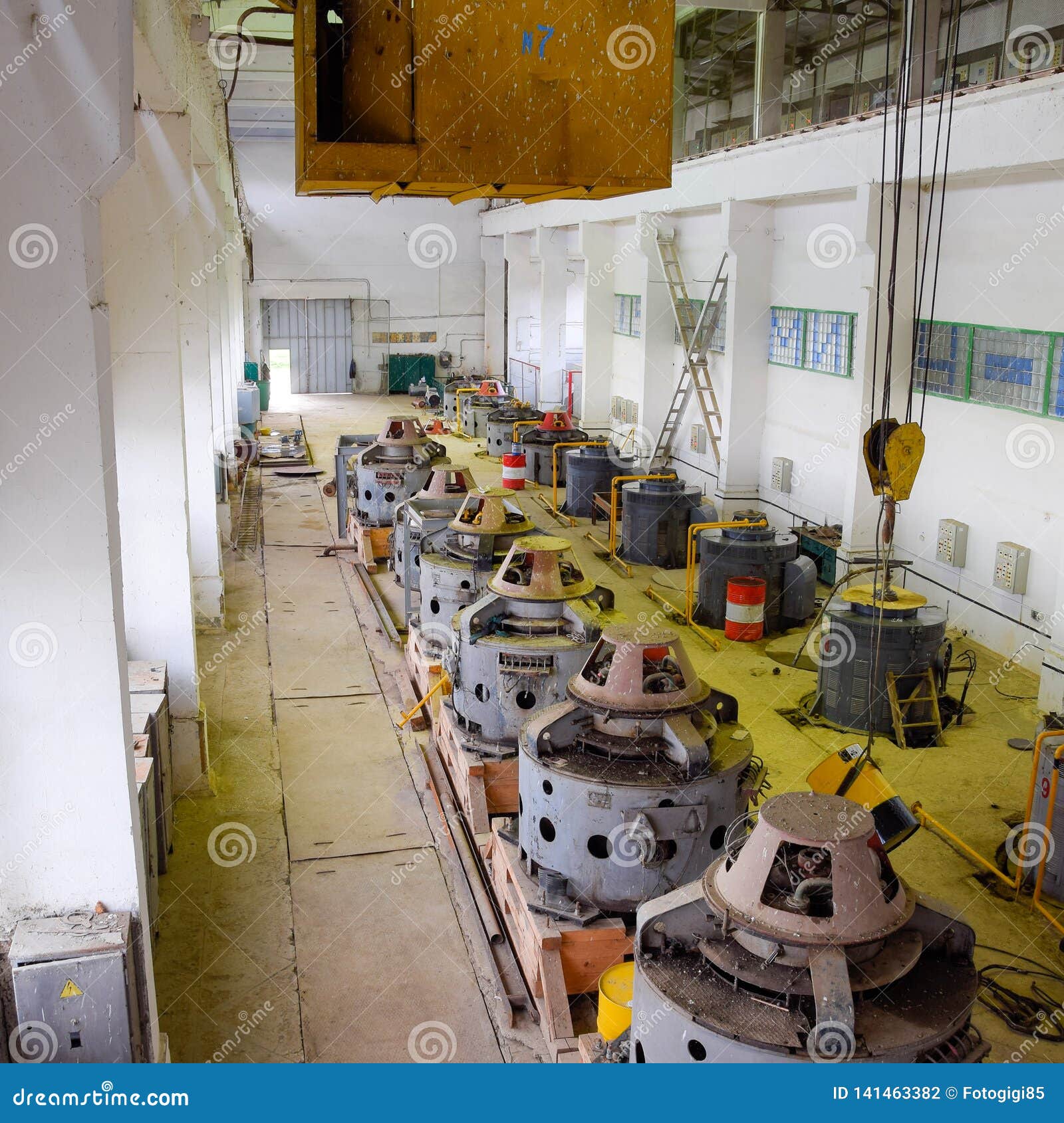 Engines Of Water Pumps At A Water Pumping Station. Pumping Irrig Stock Image electrical, industry: 141463382