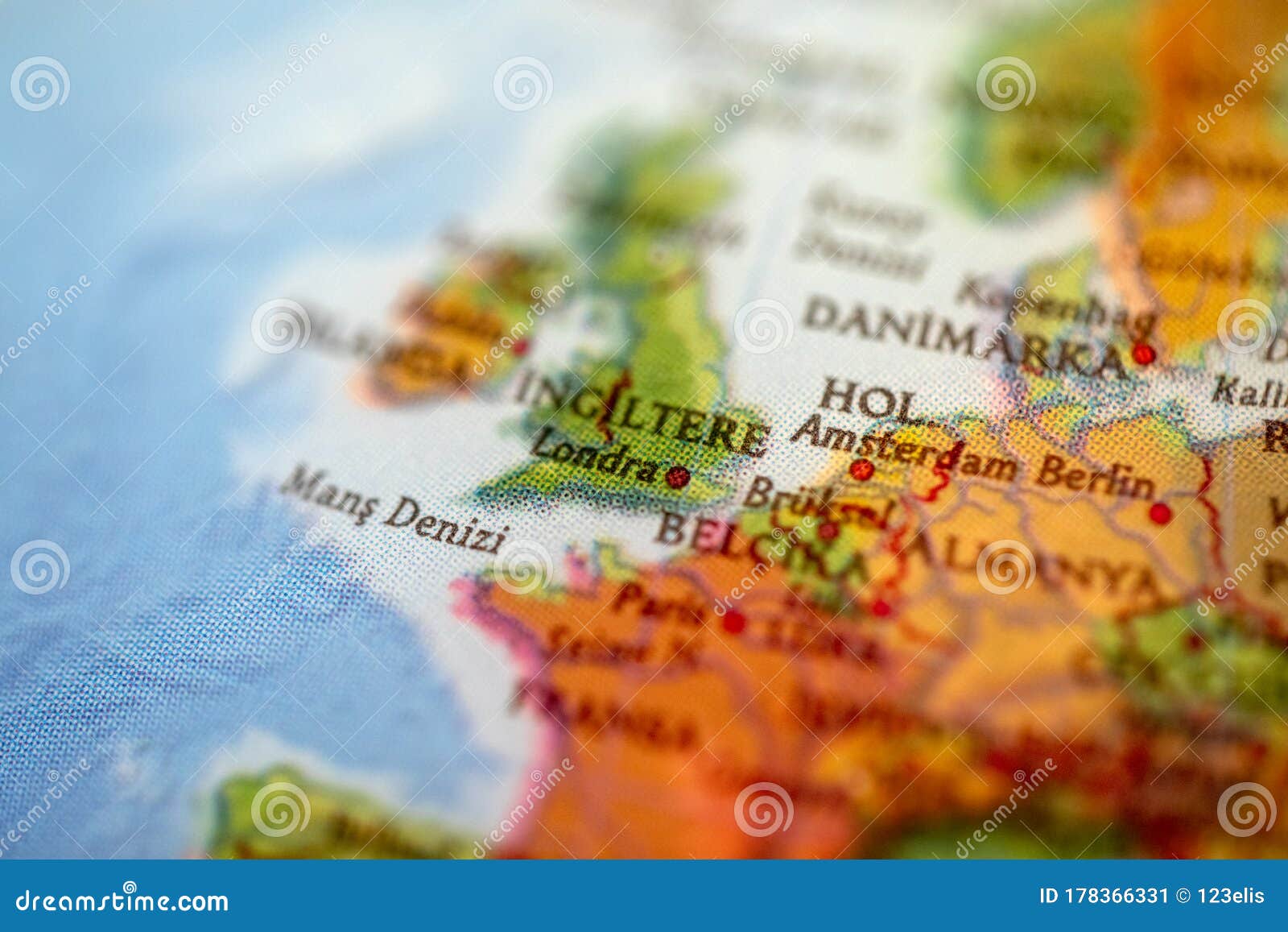 England Belguim Netherlands Map Selective Focus View United Kindom Other Countries 178366331 