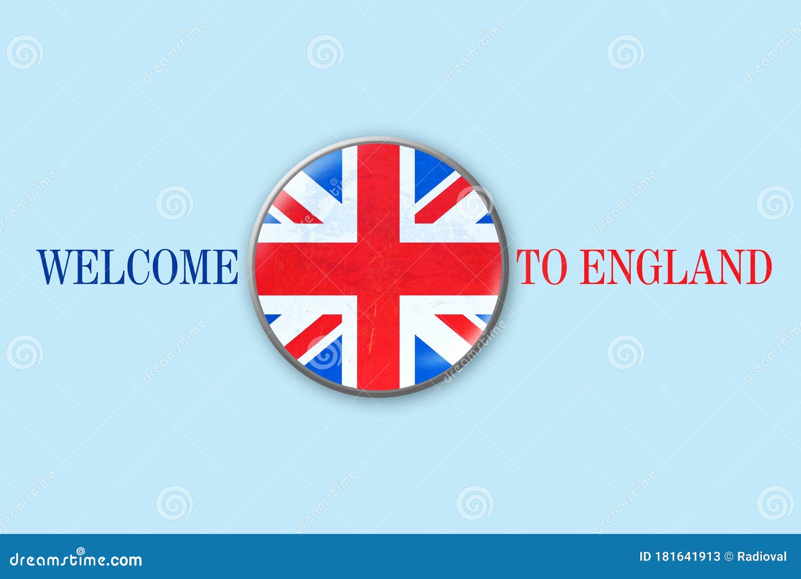 England Flag in a Round Icon on a Blue Background. Welcome To America.  Travels Stock Image - Image of city, beautiful: 181641913