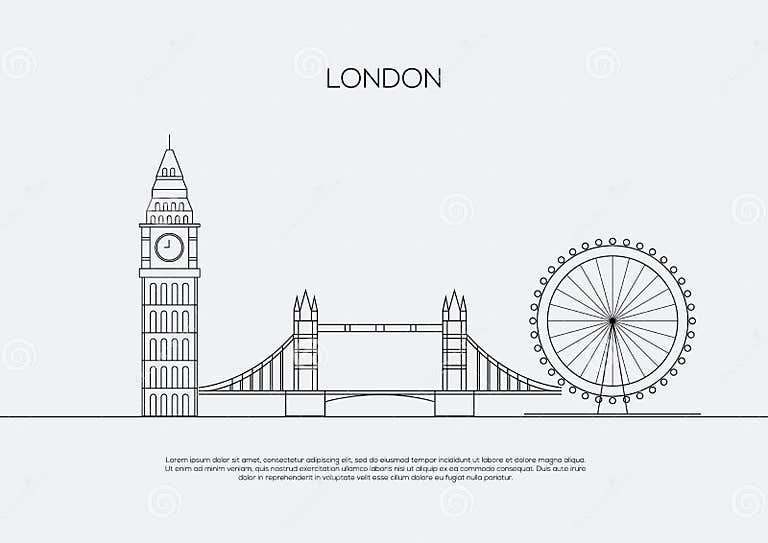 England London City Line Art Vector Stock Vector - Illustration of ...