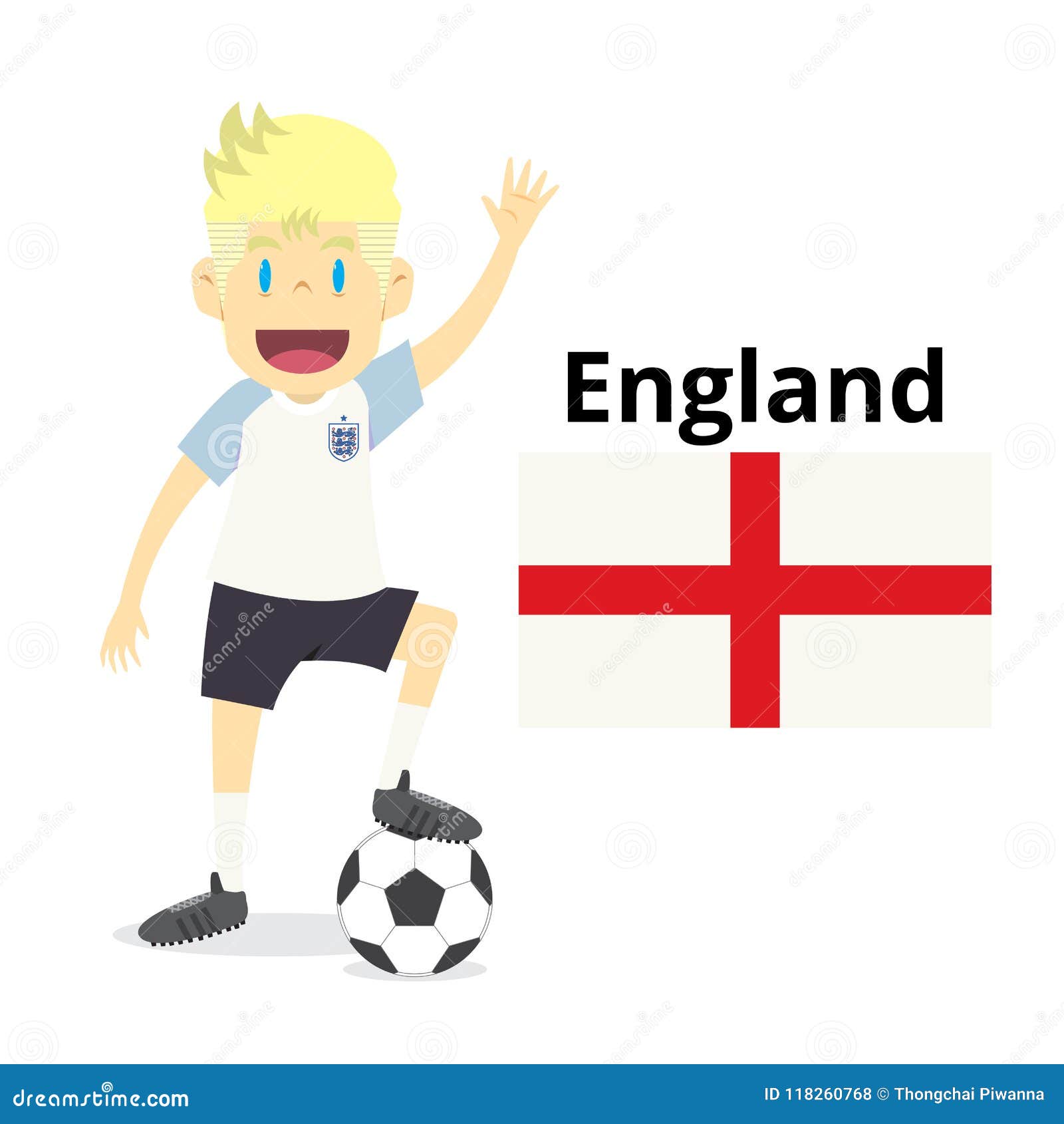 England National Team Cartoon,football World,country Flags. 201 Stock  Vector - Illustration of happiness, flags: 118260768