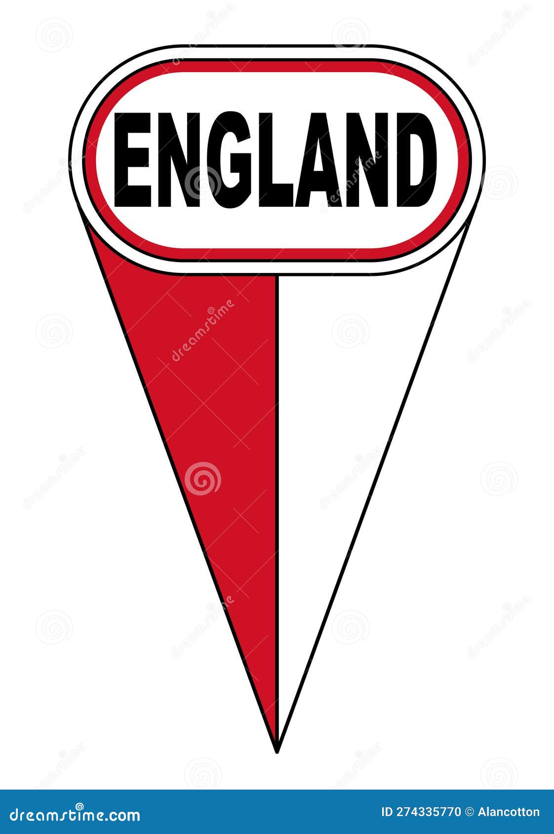 England Oval Map Pointer Location Flag Stock Illustration