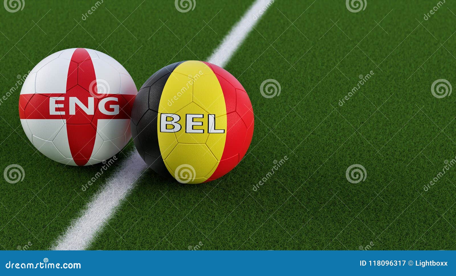 England Vs. Belgium Soccer Match - Soccer Balls in Englands and Belgian