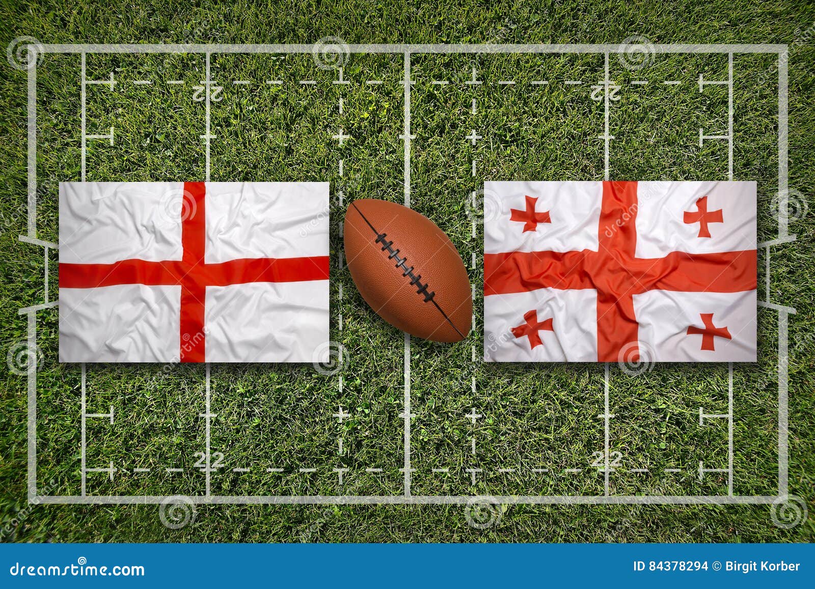 England Vs. Flags on Rugby Field Stock Photo Image of lawn