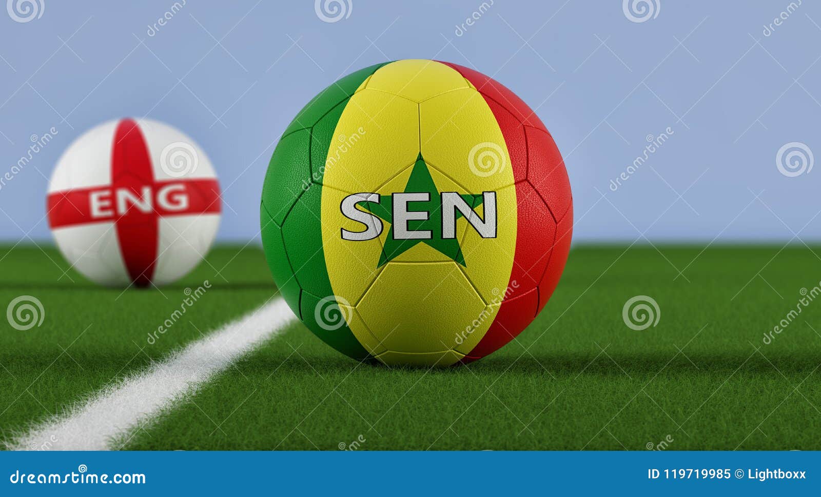 England Vs. Senegal Soccer Match - Soccer Balls in Englands and