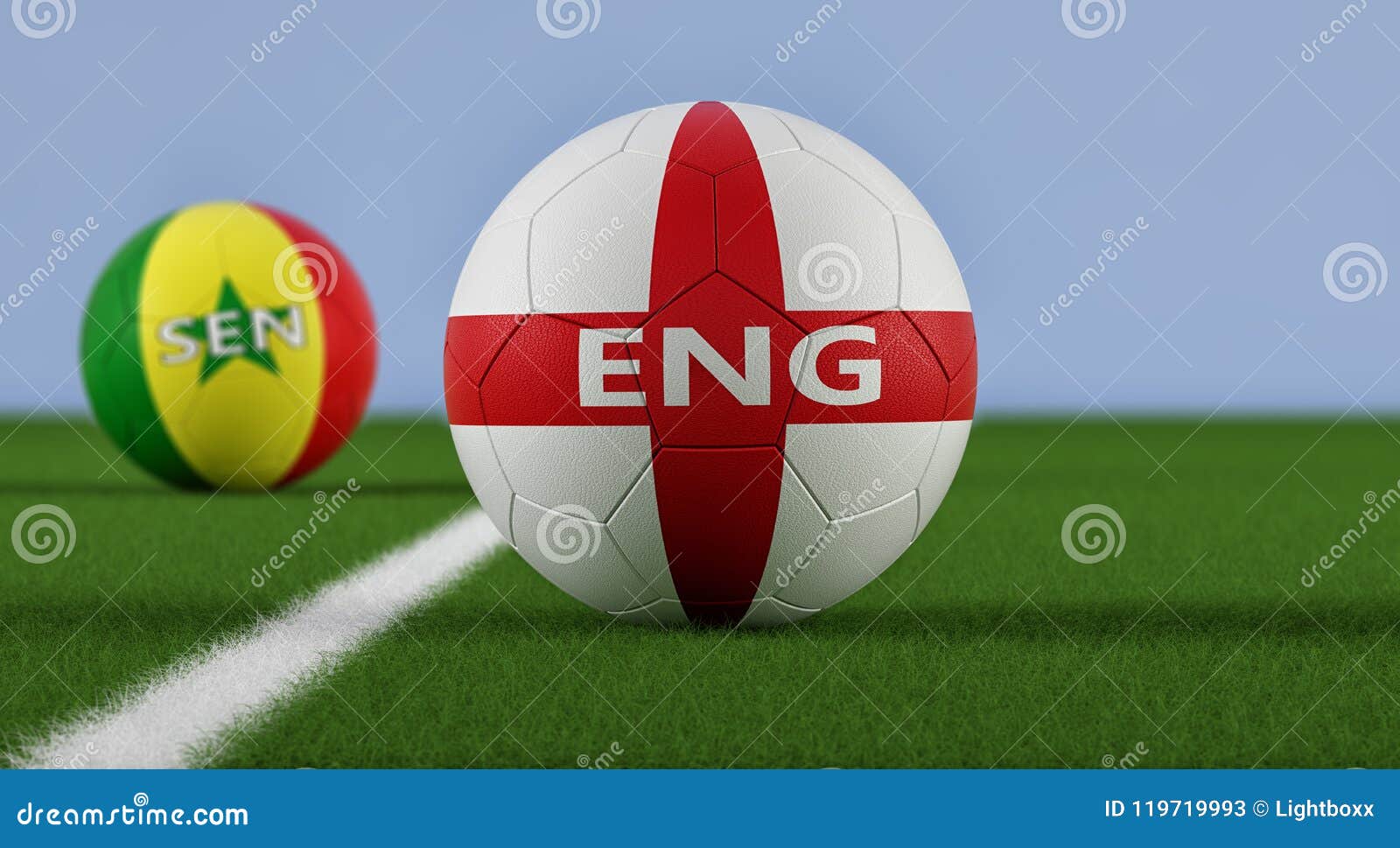 England Vs. Senegal Soccer Match - Soccer Balls in Englands and