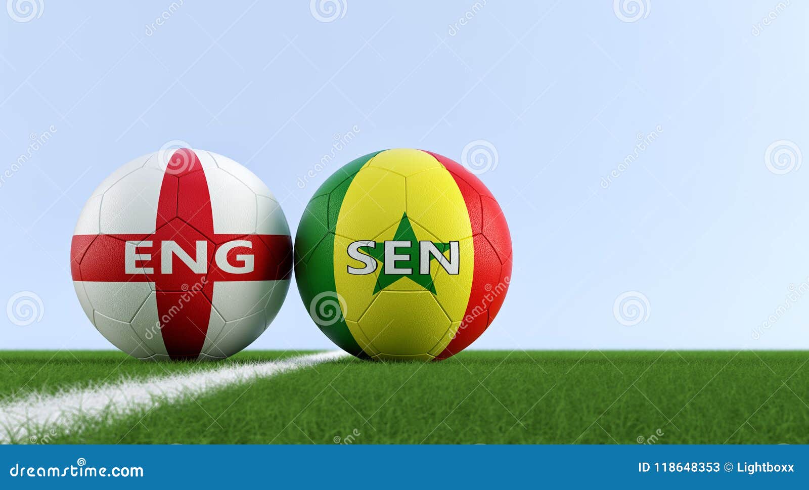 England Vs. Senegal Soccer Match - Soccer Balls in Englands and