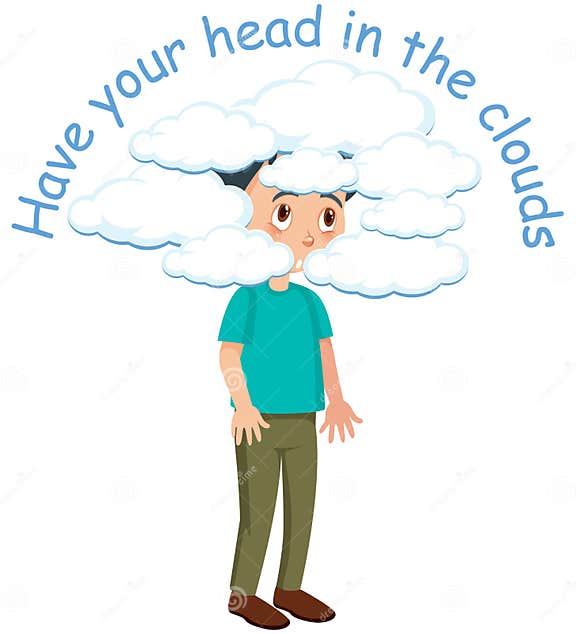 Englisch Idiom Mit Bildbeschreibung Haben Ihren Kopf in Den Wolken Auf