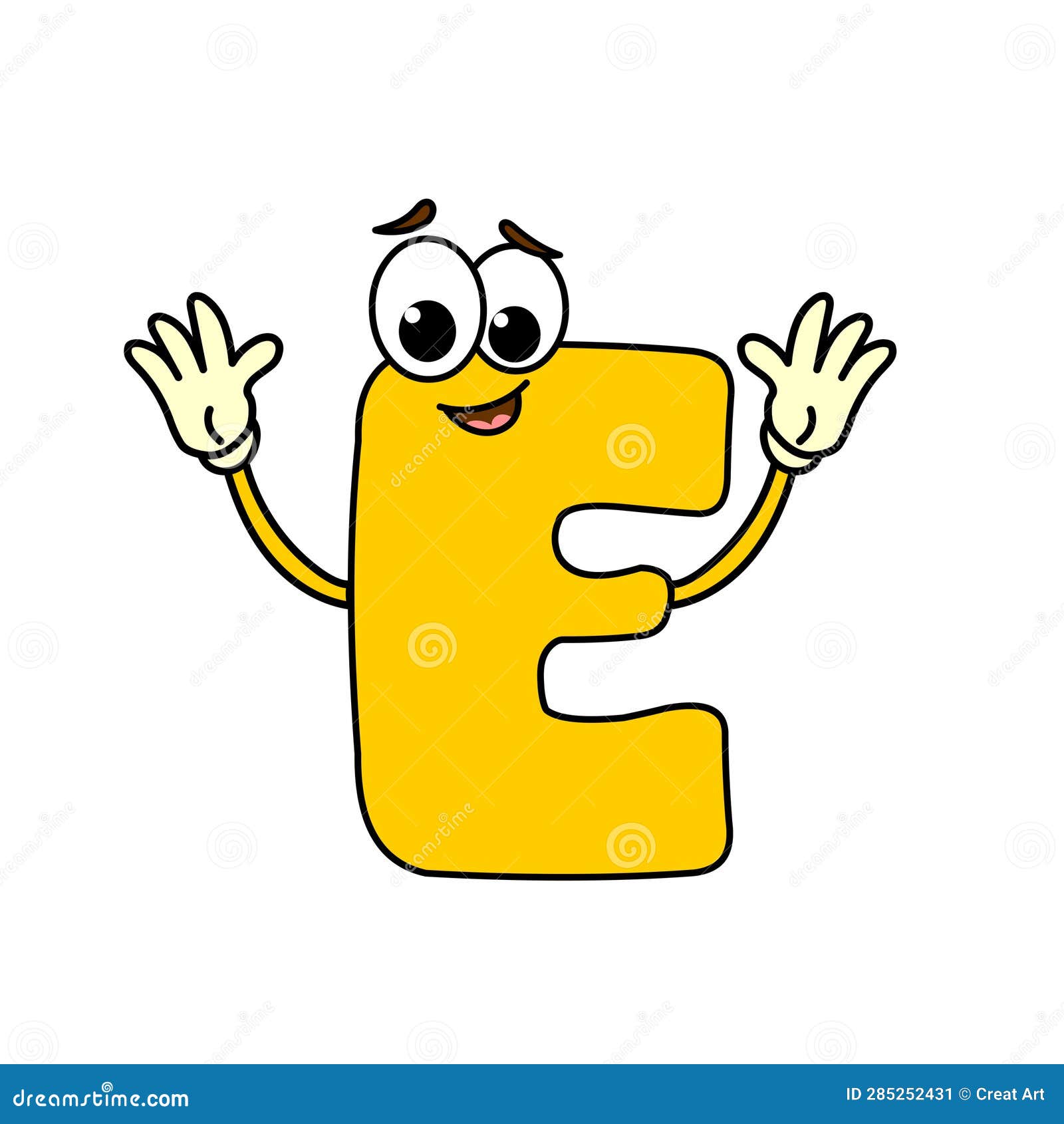 English Alphabet Character Cartoon Letter E Stock Vector - Illustration