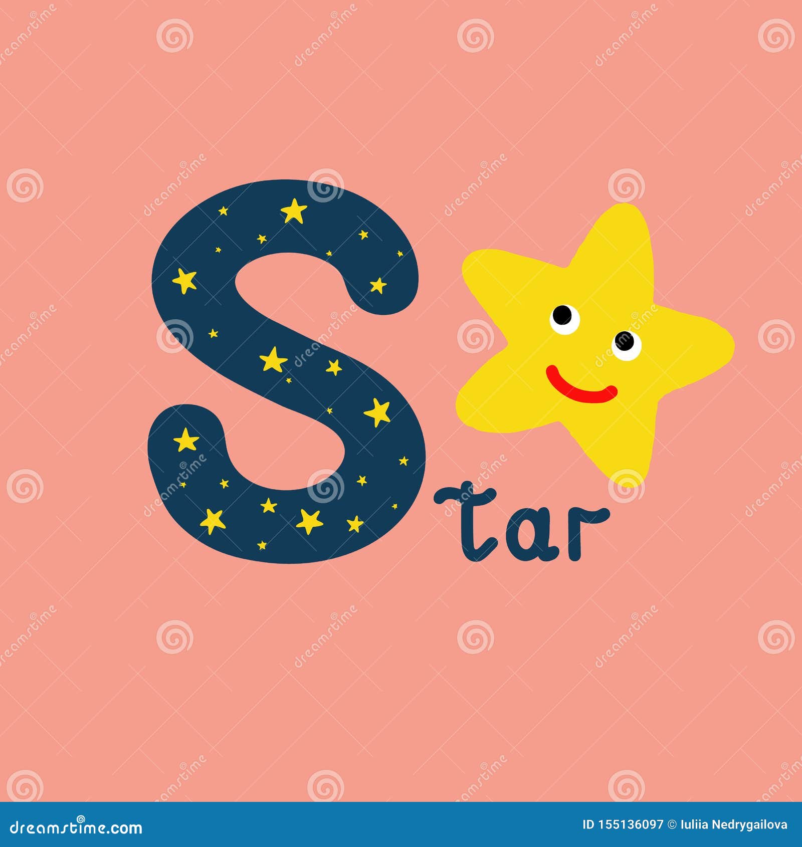 English Alphabet For Children Education, Letter S Uppercase With Word