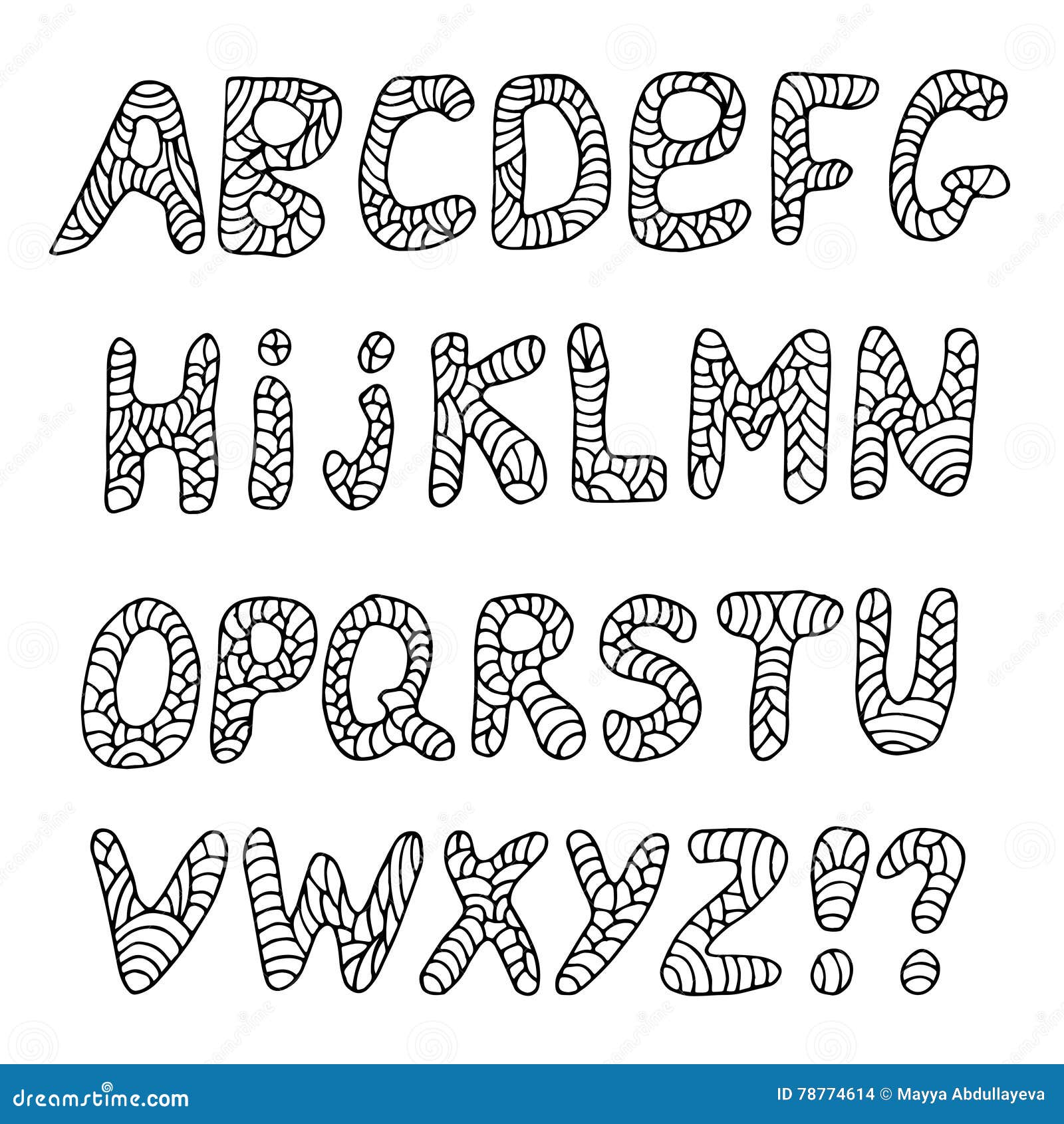 English Alphabet - Hand Drawn Doodles. Stock Vector - Illustration of ...