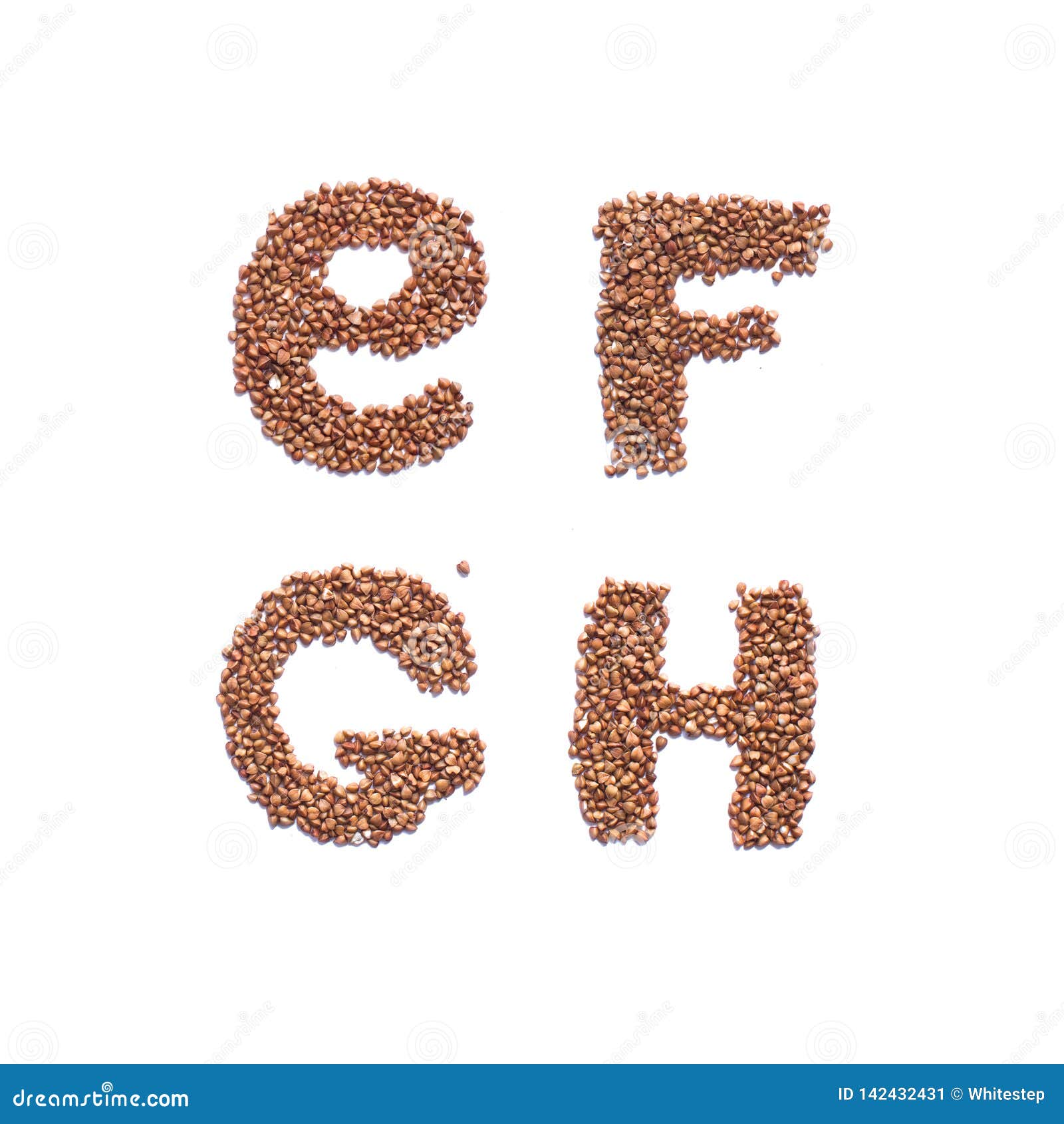 English Alphabet. Hand Made Edible Letters From Buckwheat. Font Made Of  Cereal Isolated On White. Lettering. Russian Natural Useful Dietary  Product. Top View Flat Lay Stock Photo, Picture and Royalty Free Image.