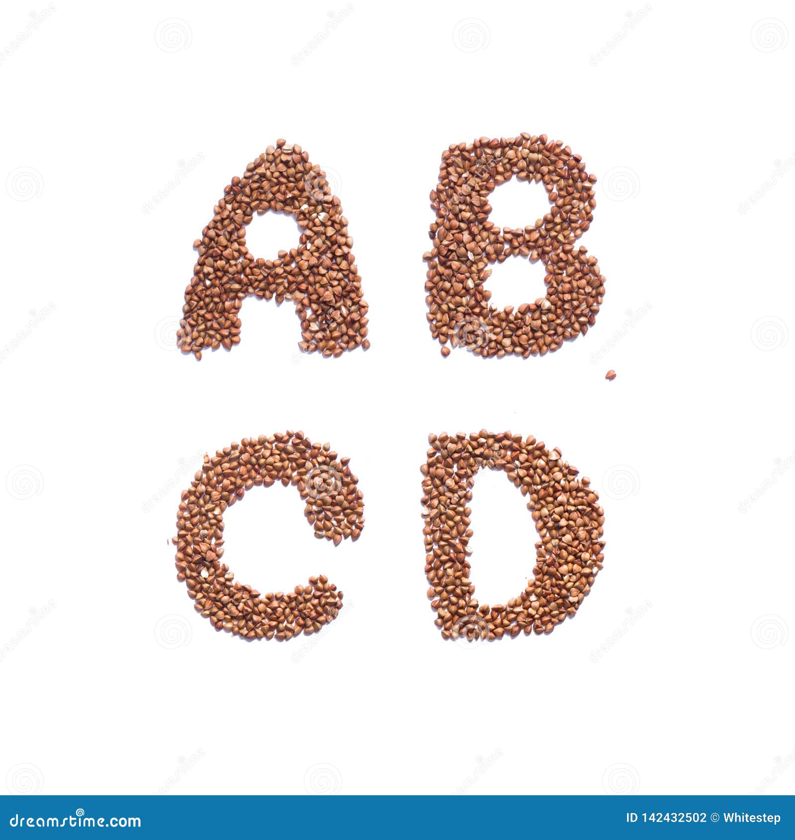 English Alphabet. Hand Made Edible Letters From Buckwheat. Font Made Of  Cereal Isolated On White. Lettering. Russian Natural Useful Dietary  Product. Top View Flat Lay Stock Photo, Picture and Royalty Free Image.