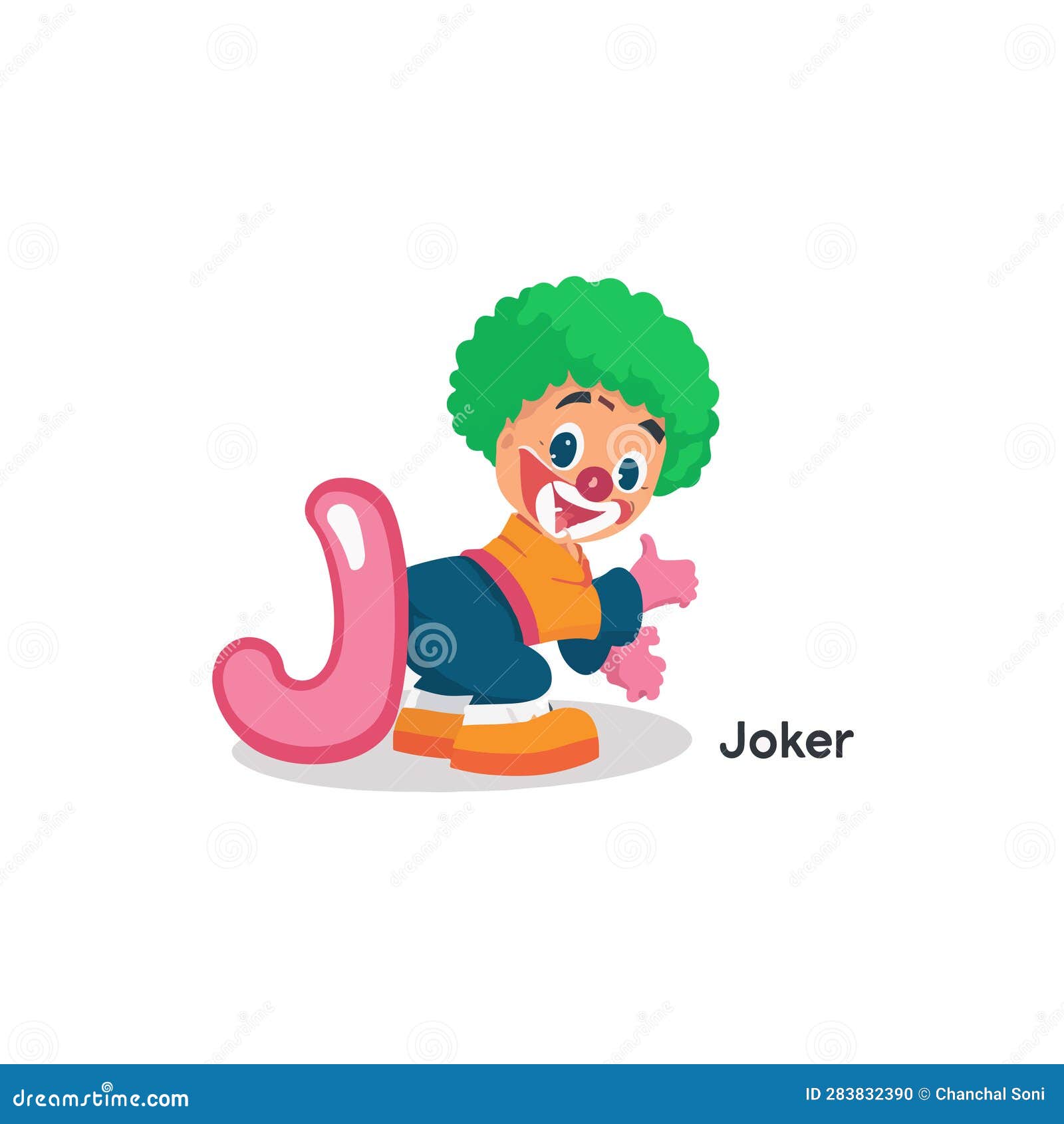 English Alphabet J, J for Joker Stock Illustration - Illustration of ...