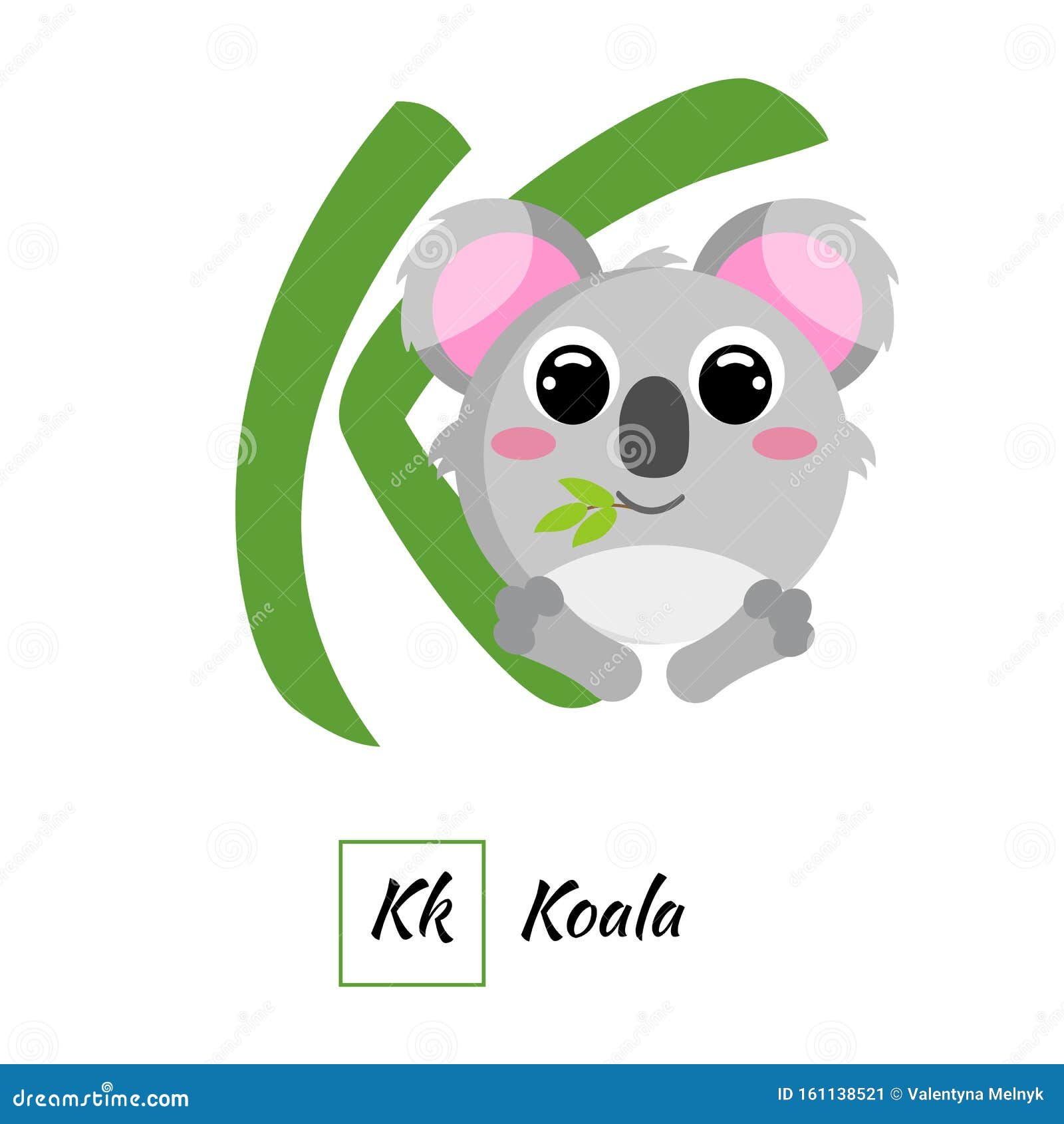 English Animal Alphabet Letter K in Vector Style Stock Illustration