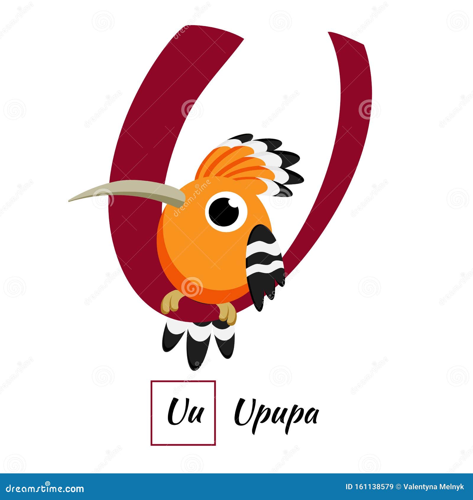 English Animal Alphabet Letter U in Vector Style Stock Illustration