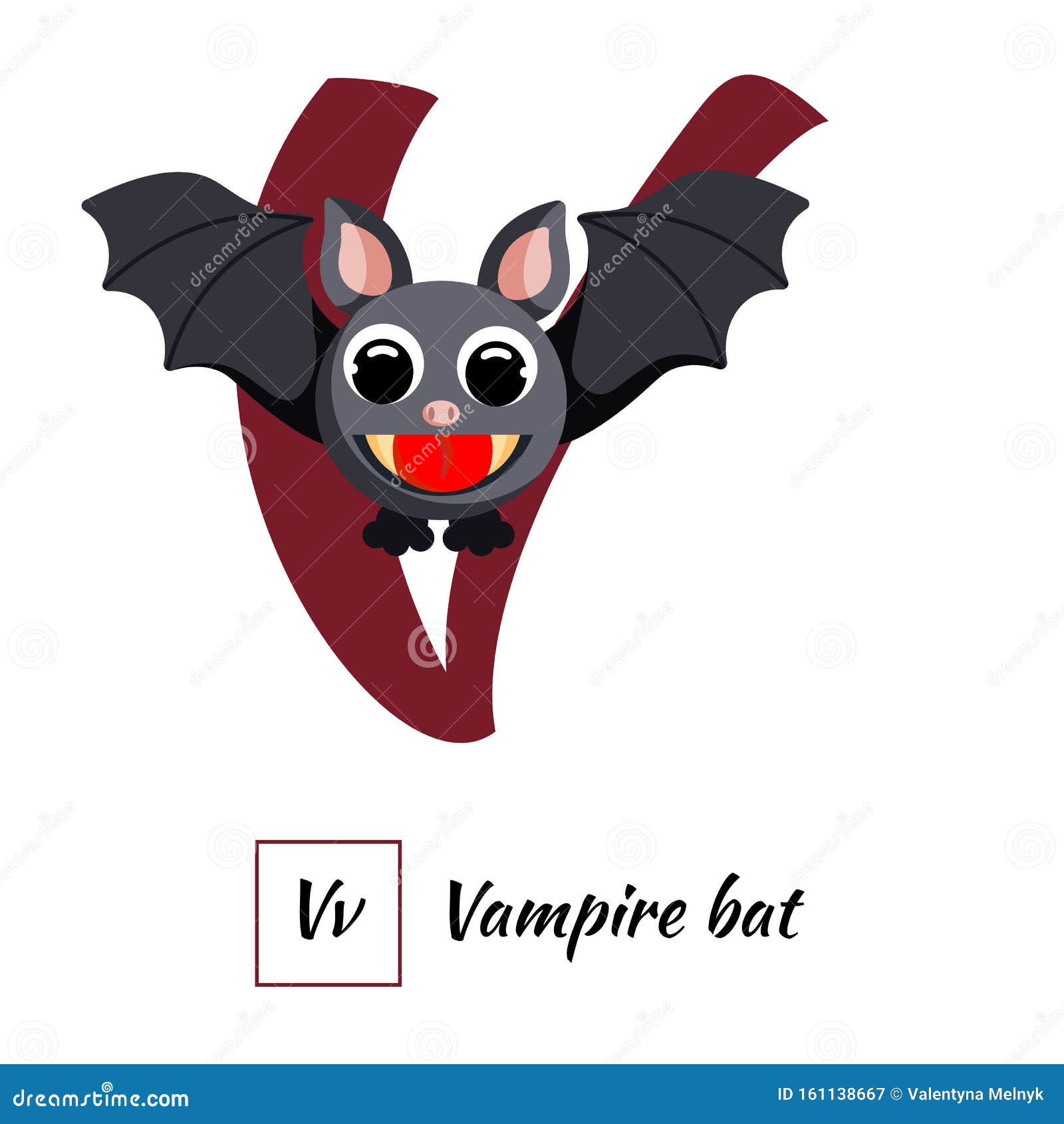 English Animal Alphabet Letter V in Vector Style Stock Illustration