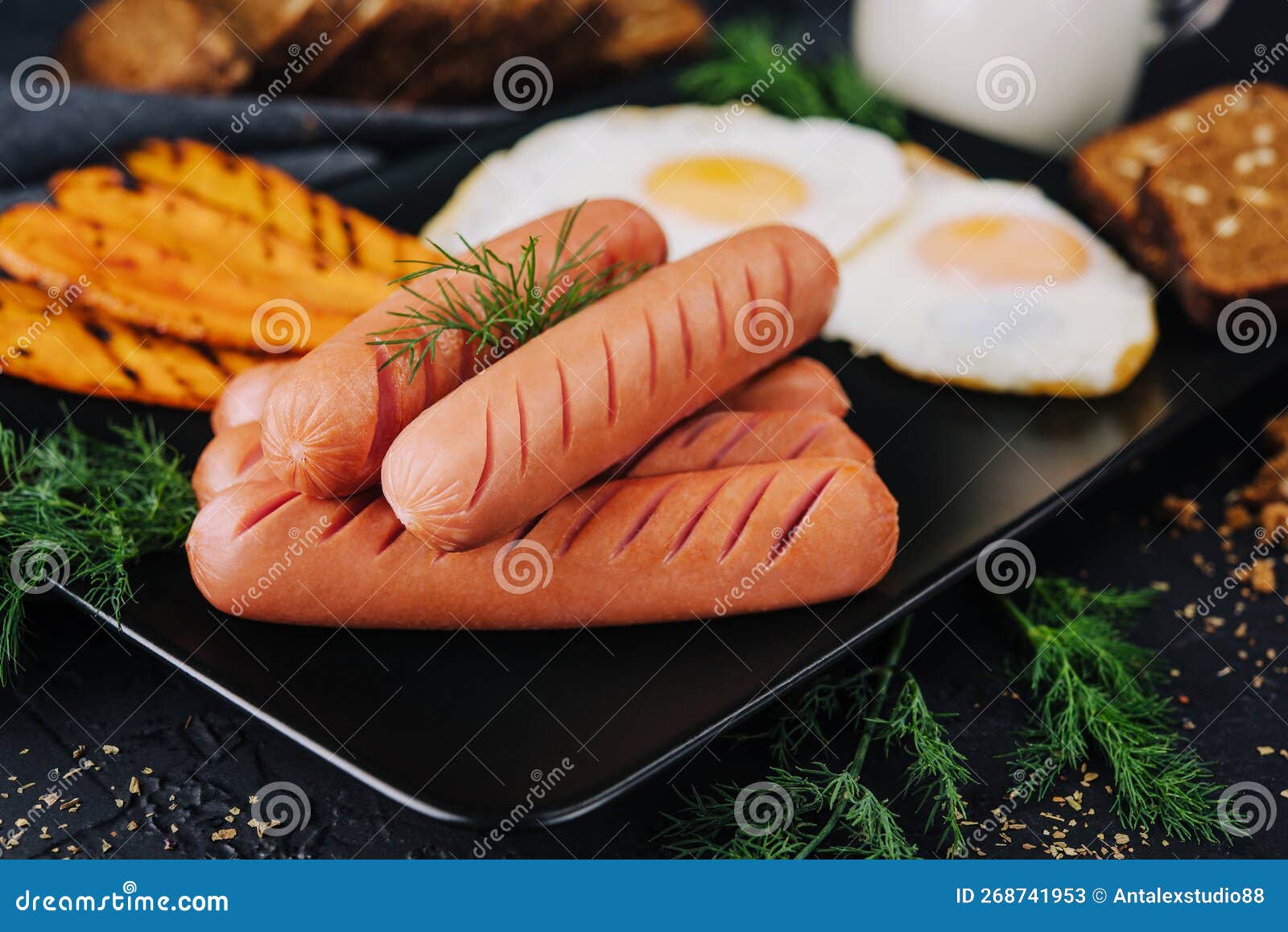 English Breakfast. Sausages with Eggs Stock Image Image of culinary